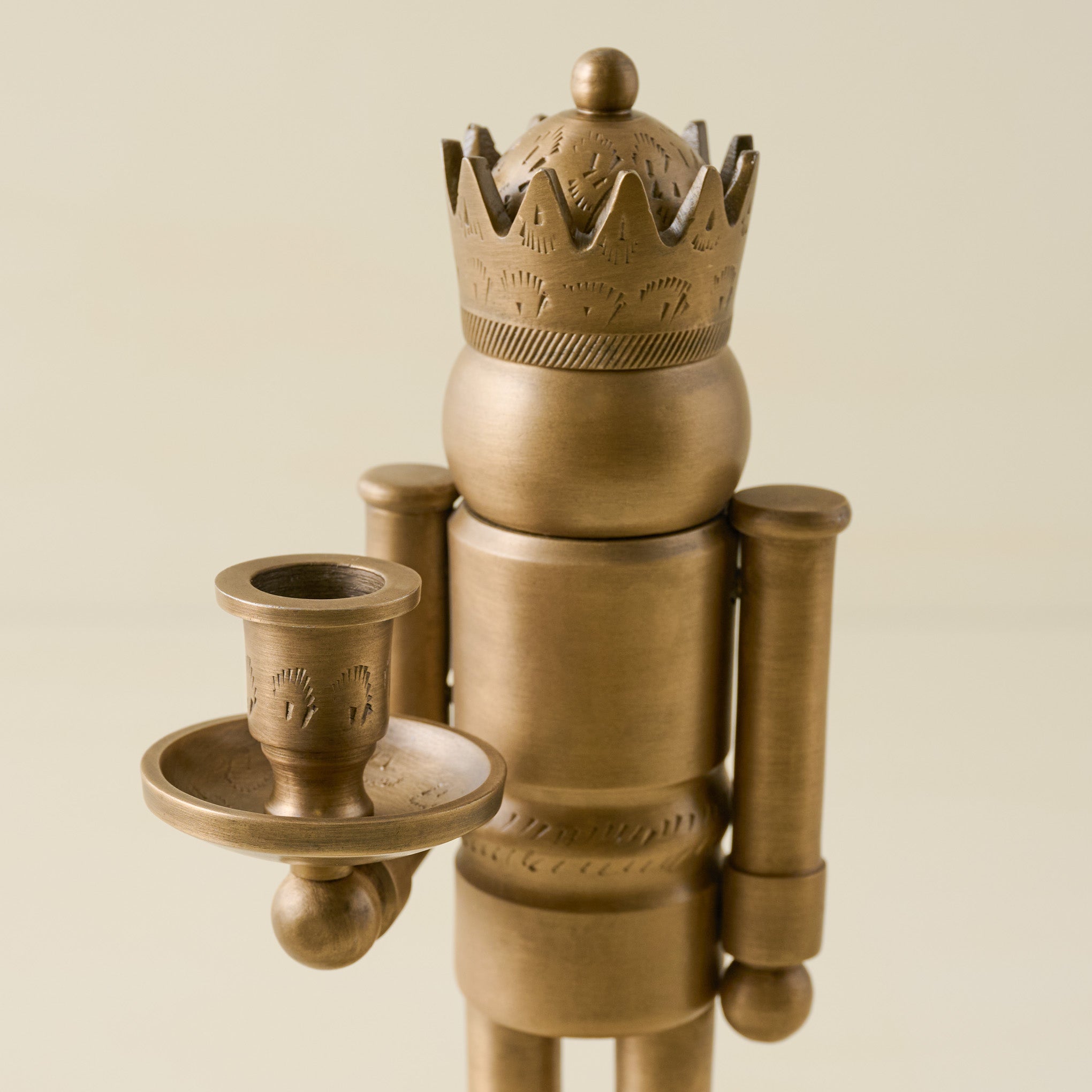 Etched Brass Nutcracker close up