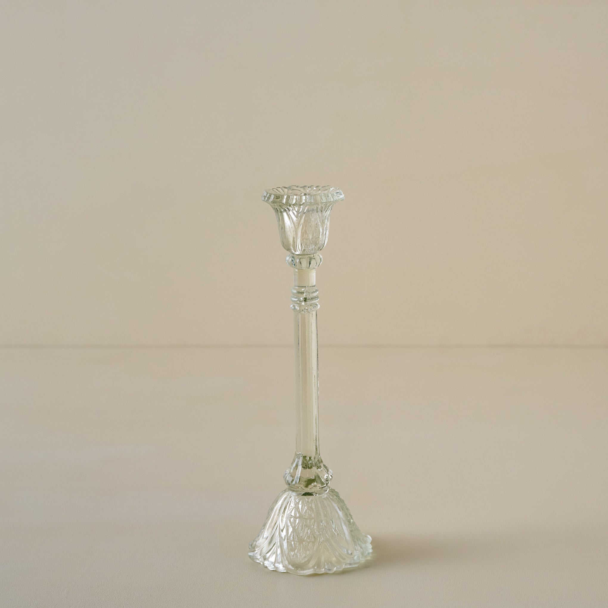 Small Elsa Antique-Inspired Glass Taper Holder