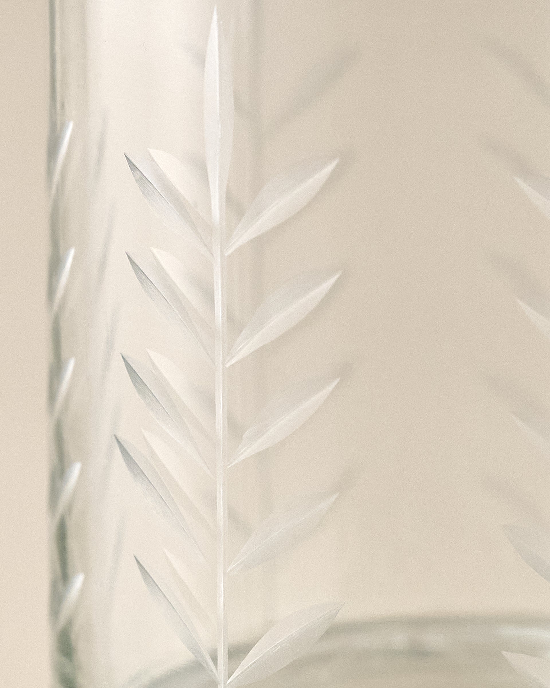 Short Marlowe Etched Glass Tumbler up close