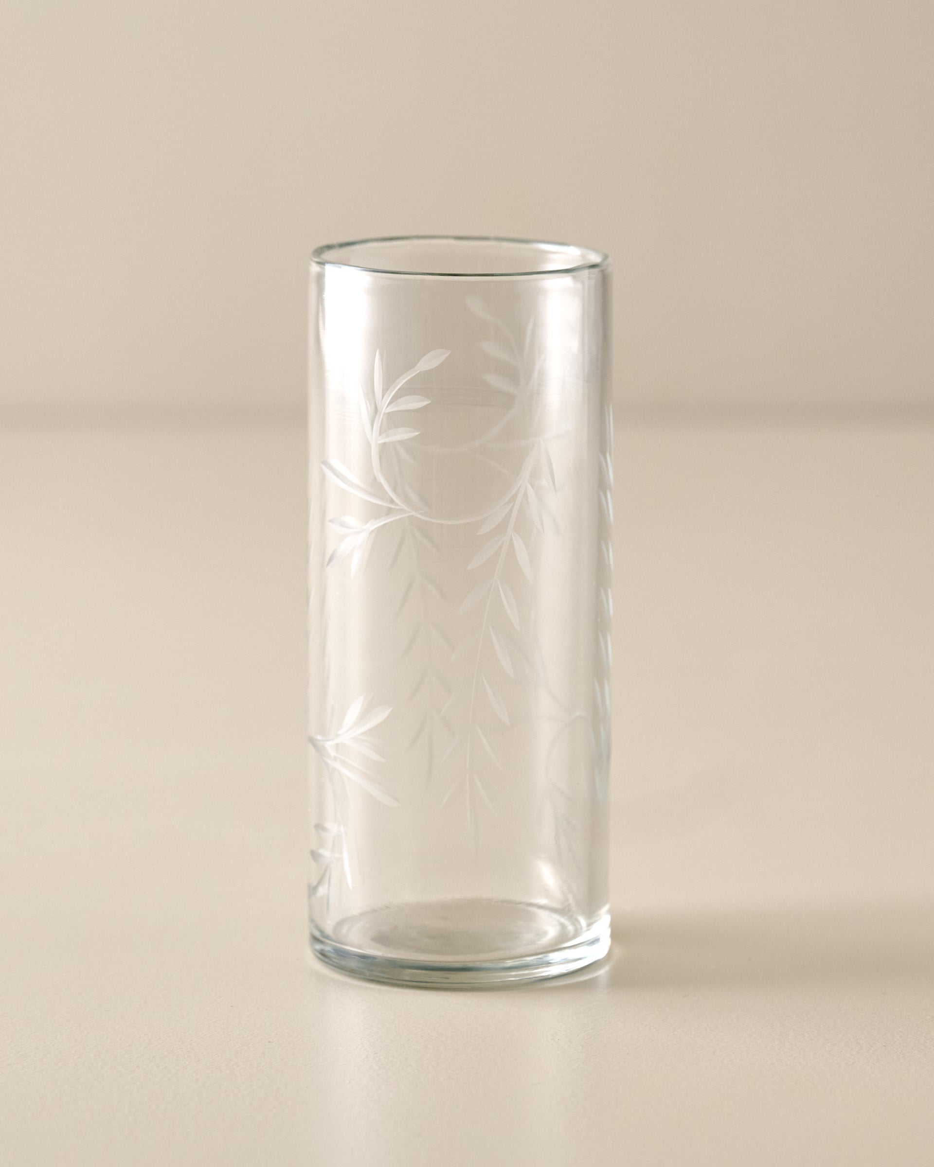 Tall Marlowe Etched Glass Tumbler