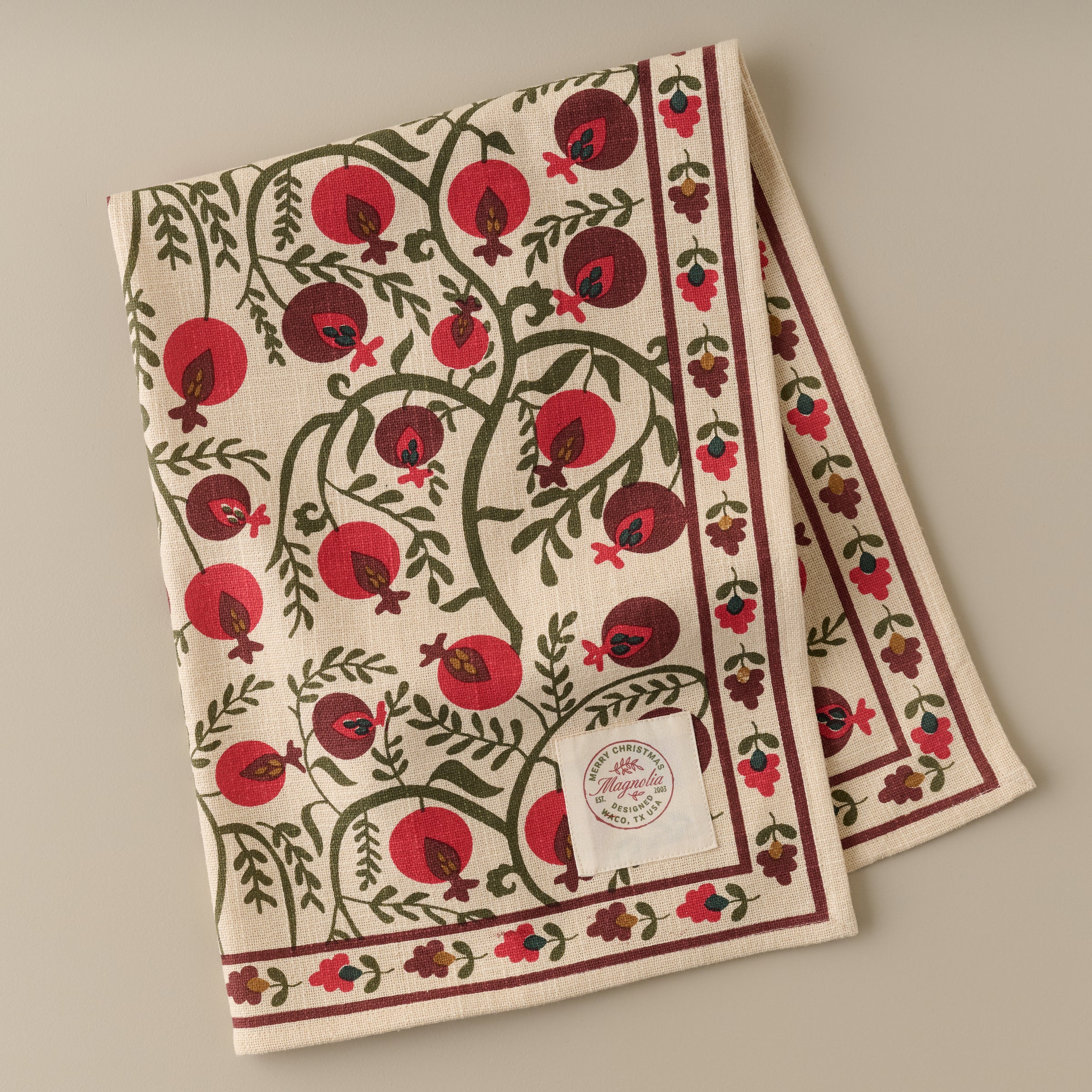 Magnoliass Pomegranate Block Print Tea Towel
