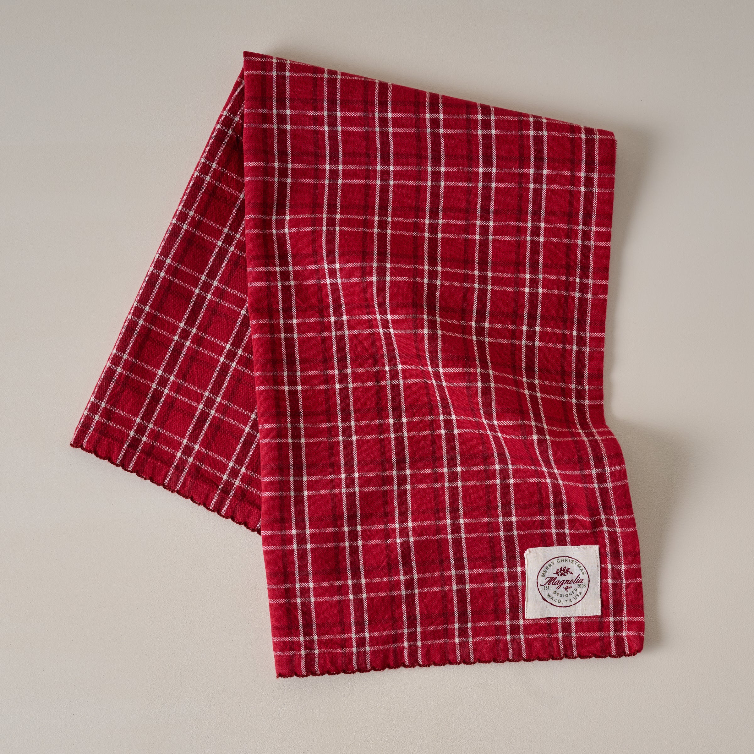 Magnoliass Vintage Red Plaid Tea Towel