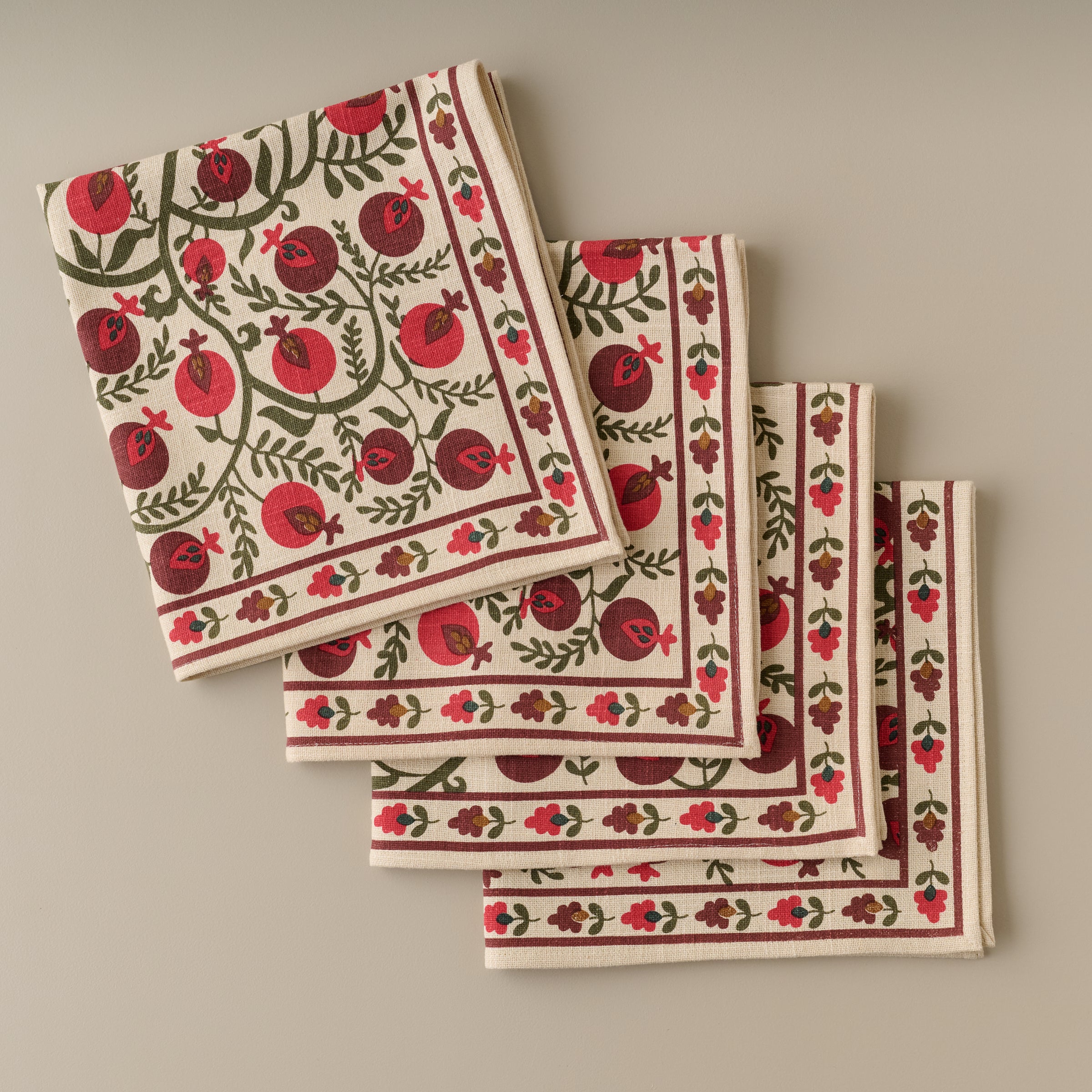 Festive Pomegranate Napkin Set of Four