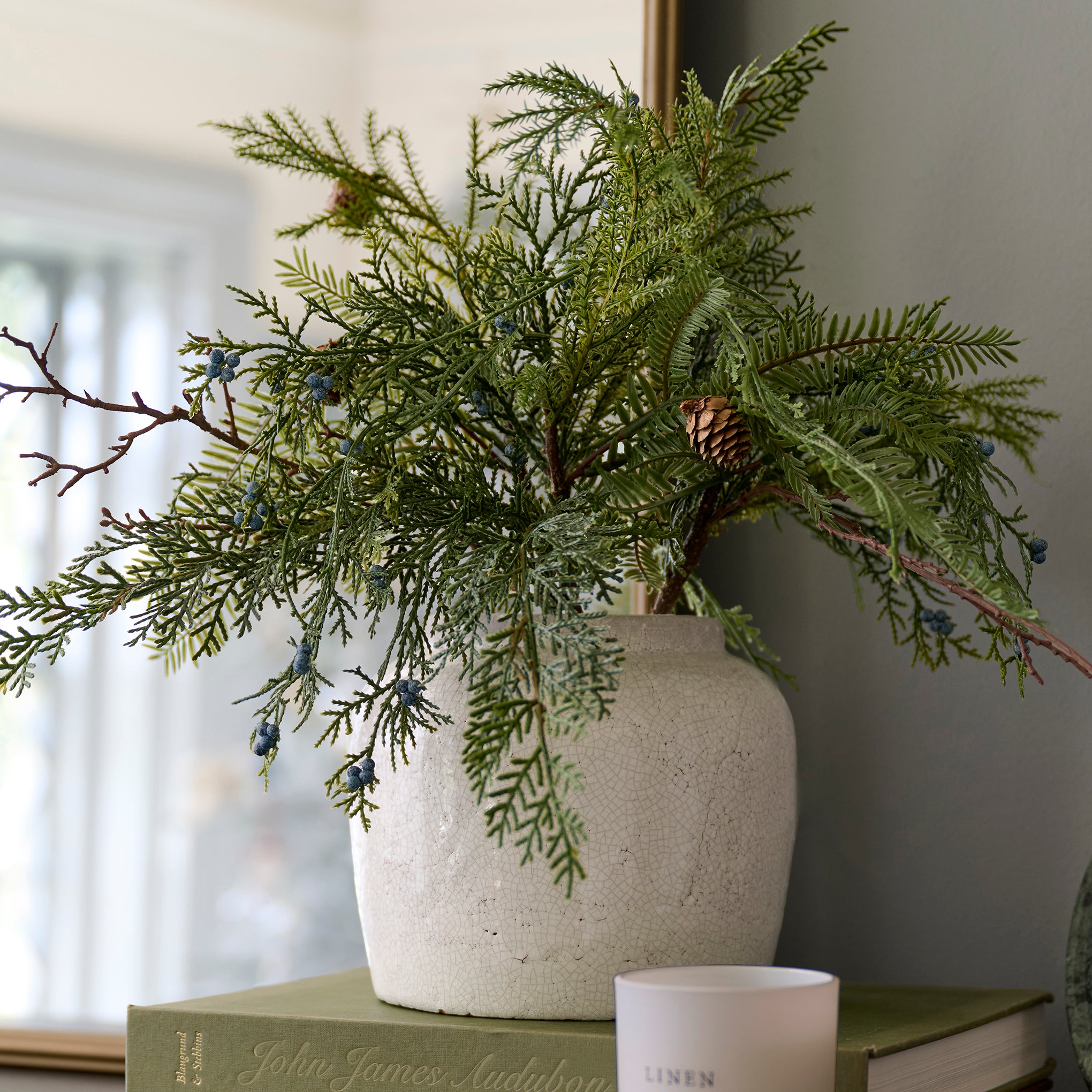 Real Touch Juniper Berry Pine Bundle in a vase
