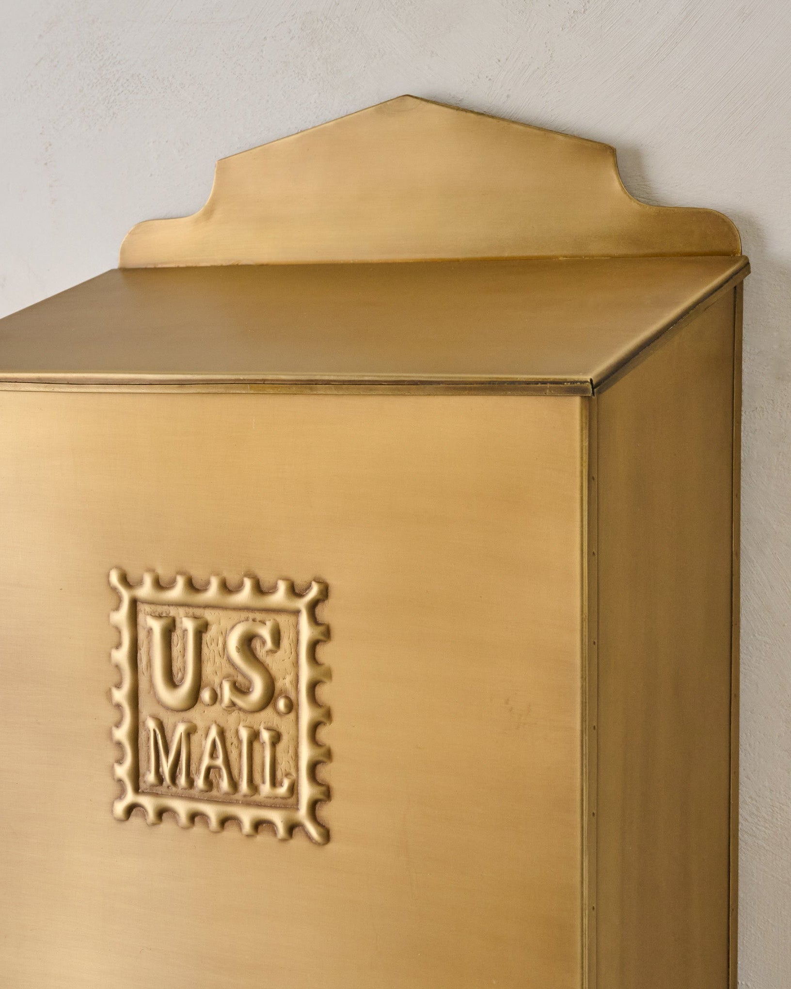 Antique Inspired Brass Mail Box close up view