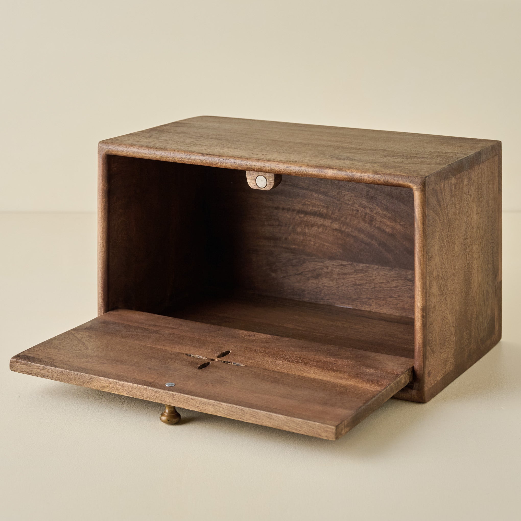 Antiqued Wood Carved Bread Box