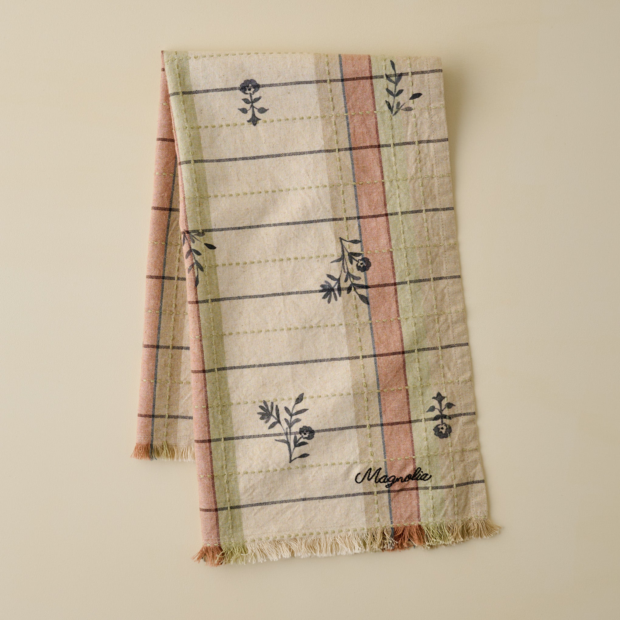 Magnoliass Dawn Plaid Tea Towel 
