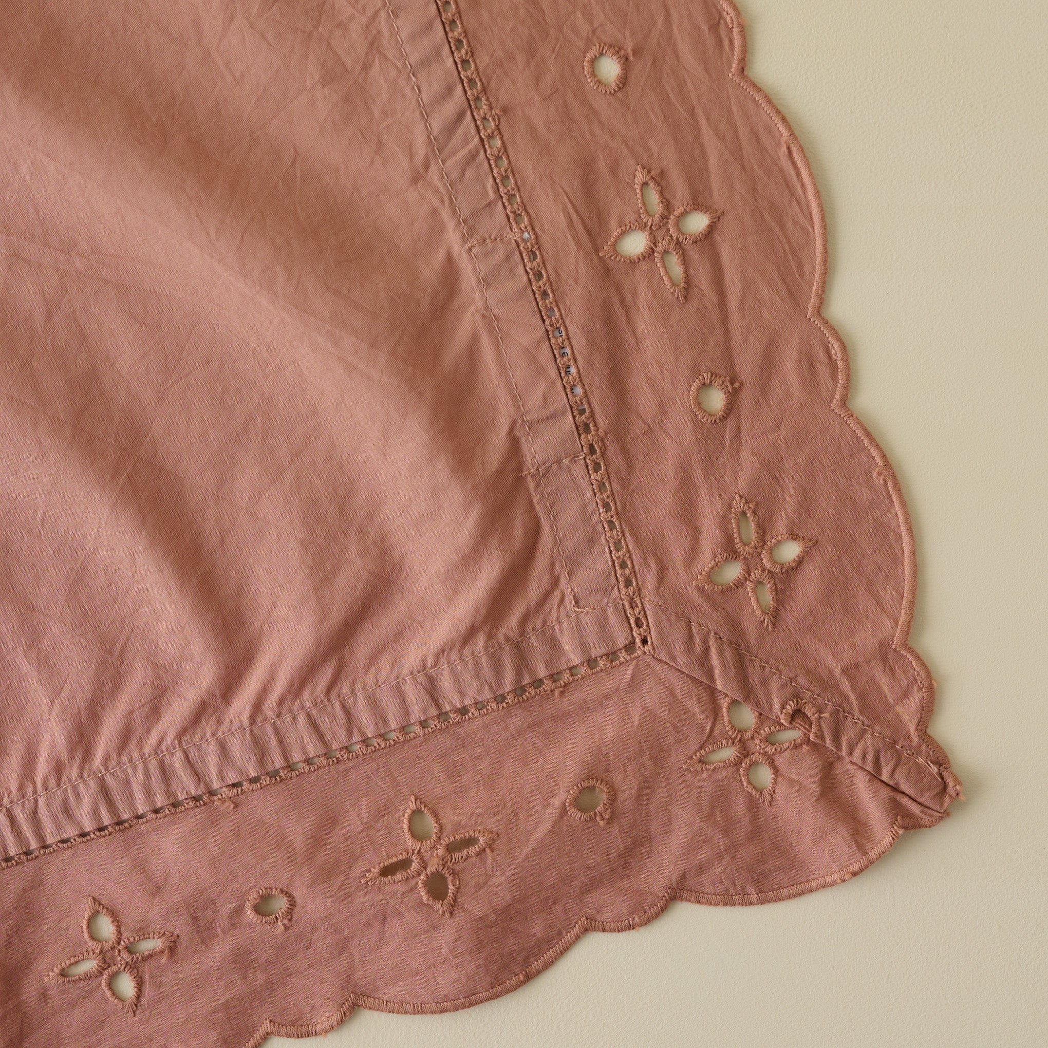 Blush Eyelet Border Napkin Set of Four close up eyelet border
