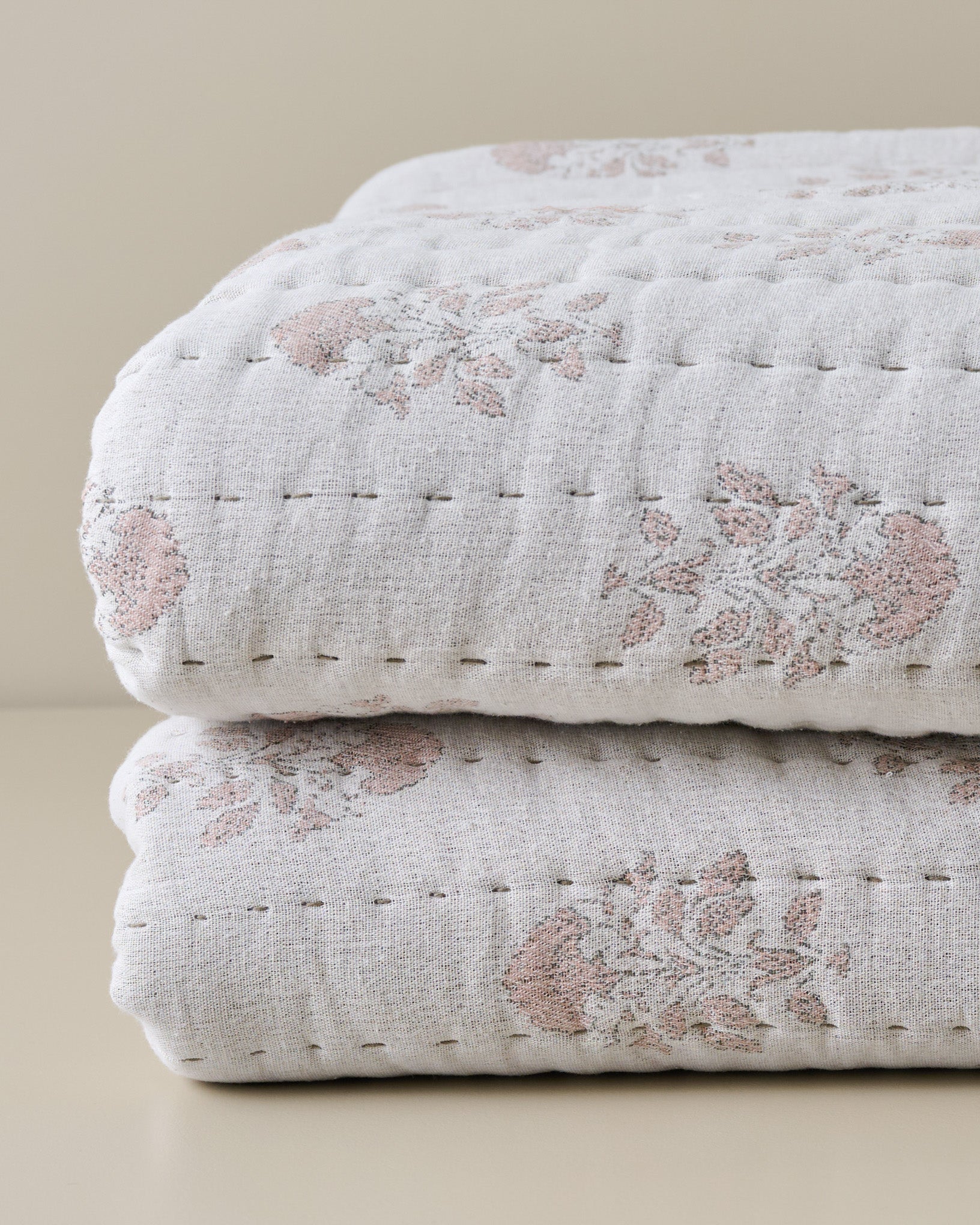 Floral Jacquard Kantha Quilt 
