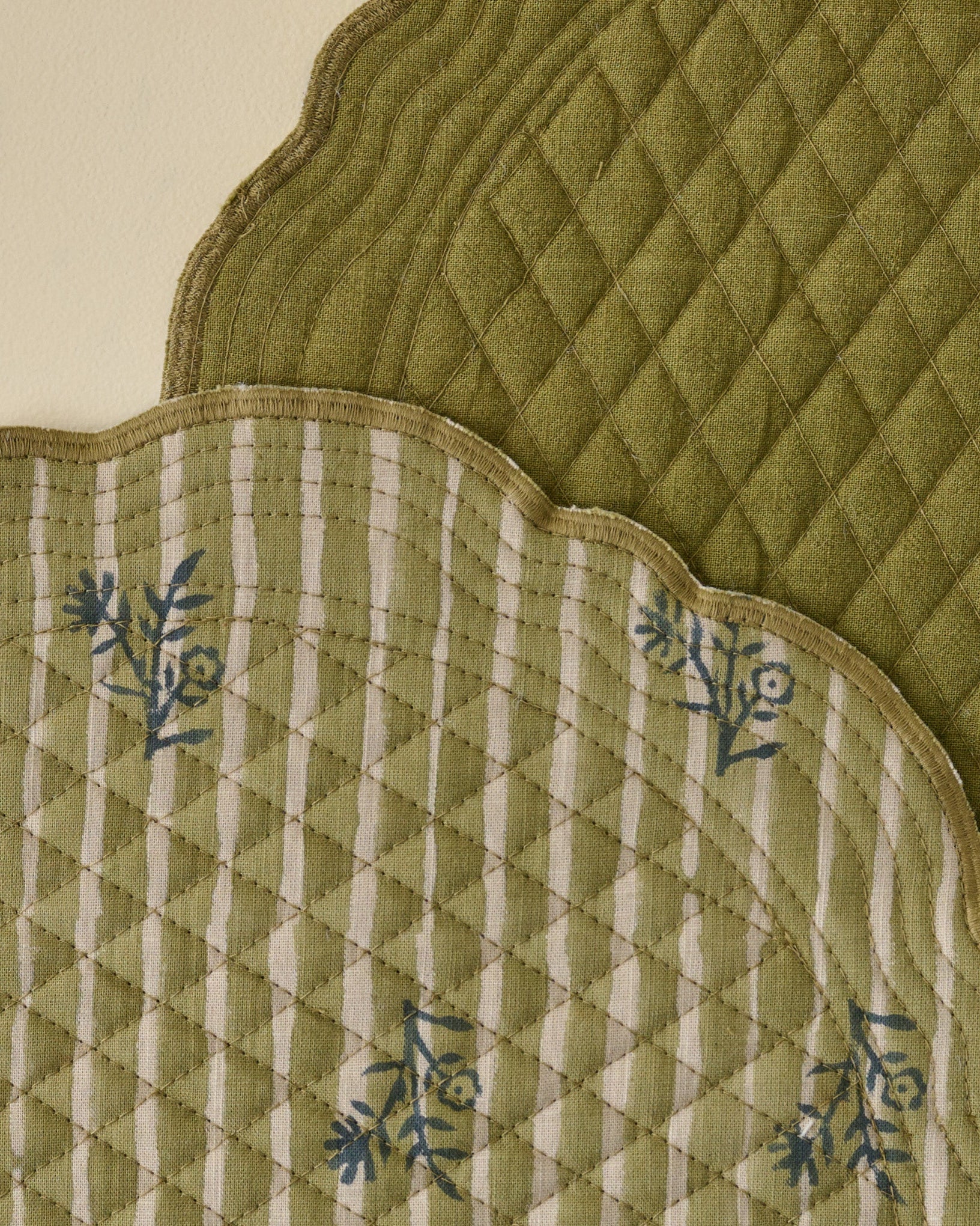 Lola Stripe Floral Reversible Placemat close up view