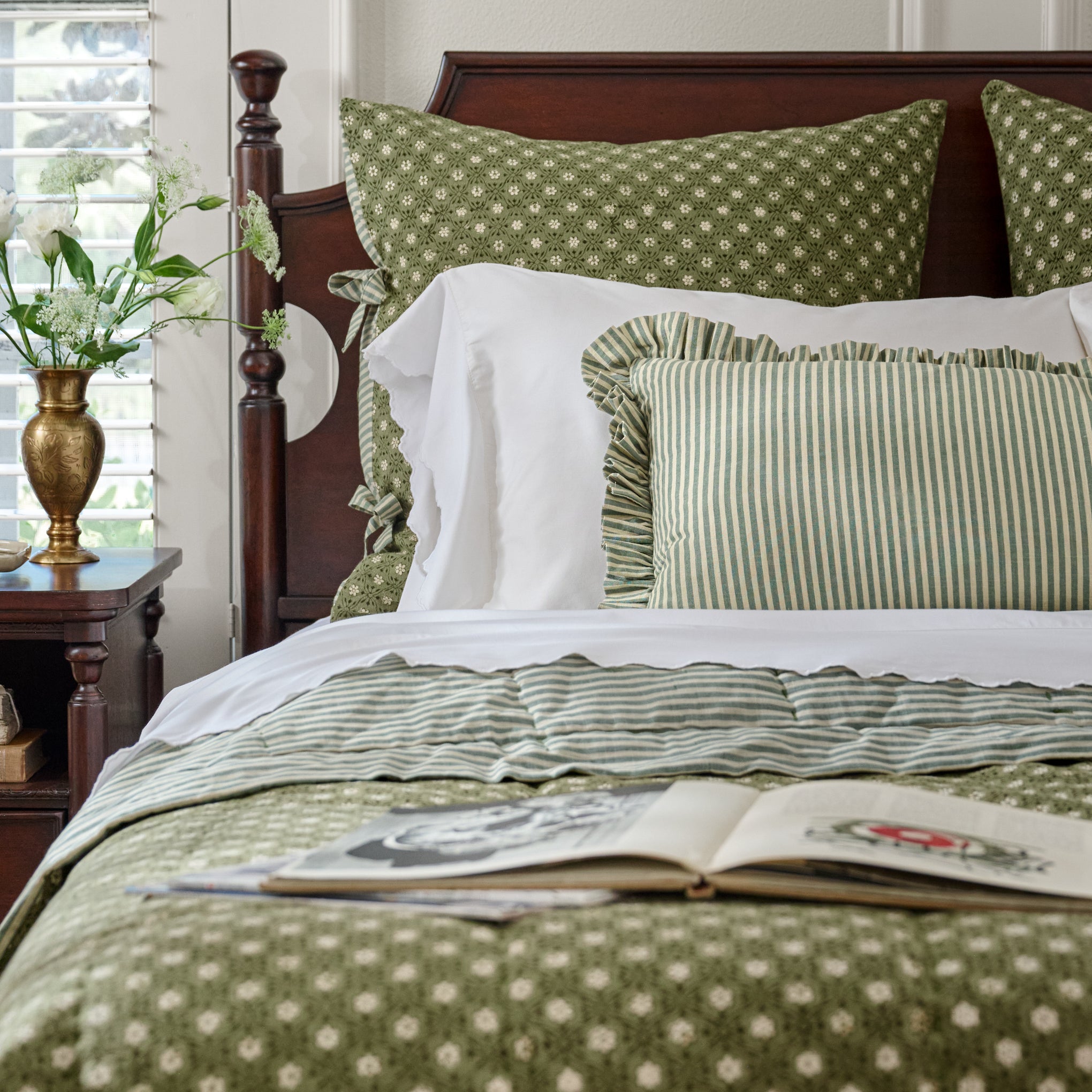 Thea Printed Sham on bed 