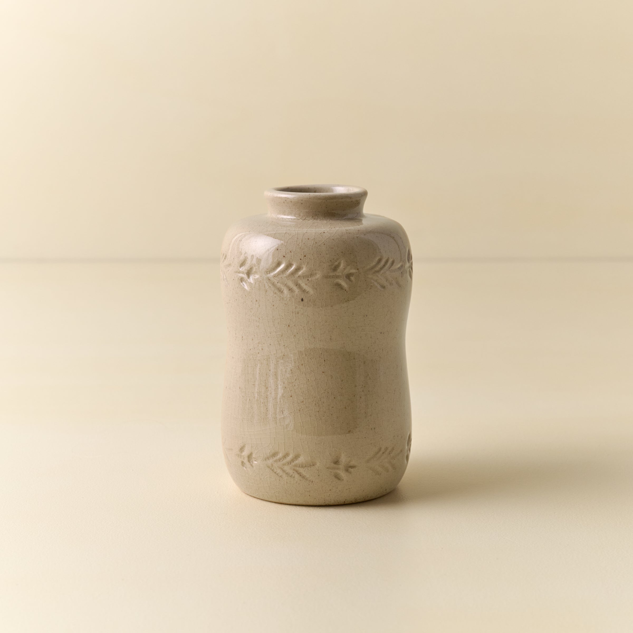 Floral Glazed Debossed Bud Vase (large)