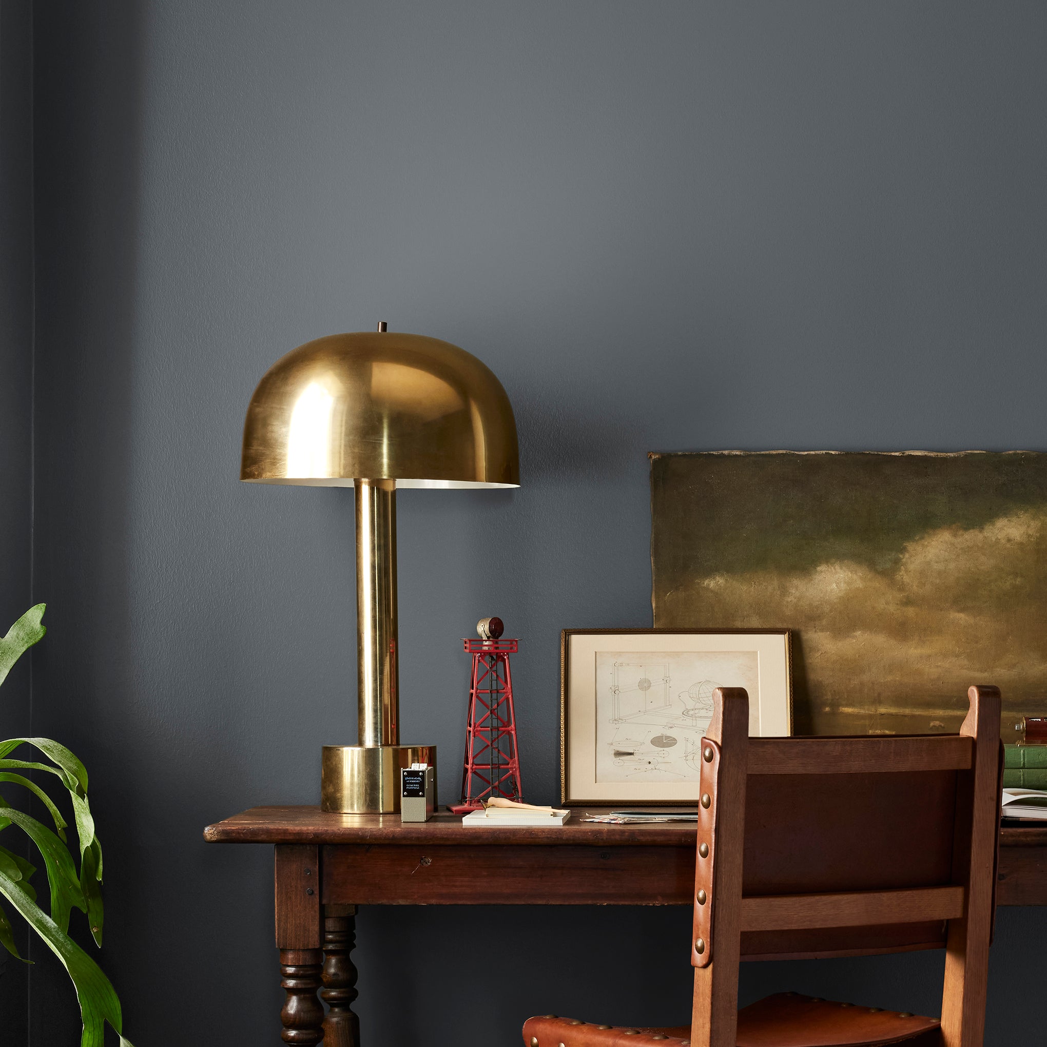 dark chalkboard black with blue undertones paint named blackboard shown painted on bedroom wall