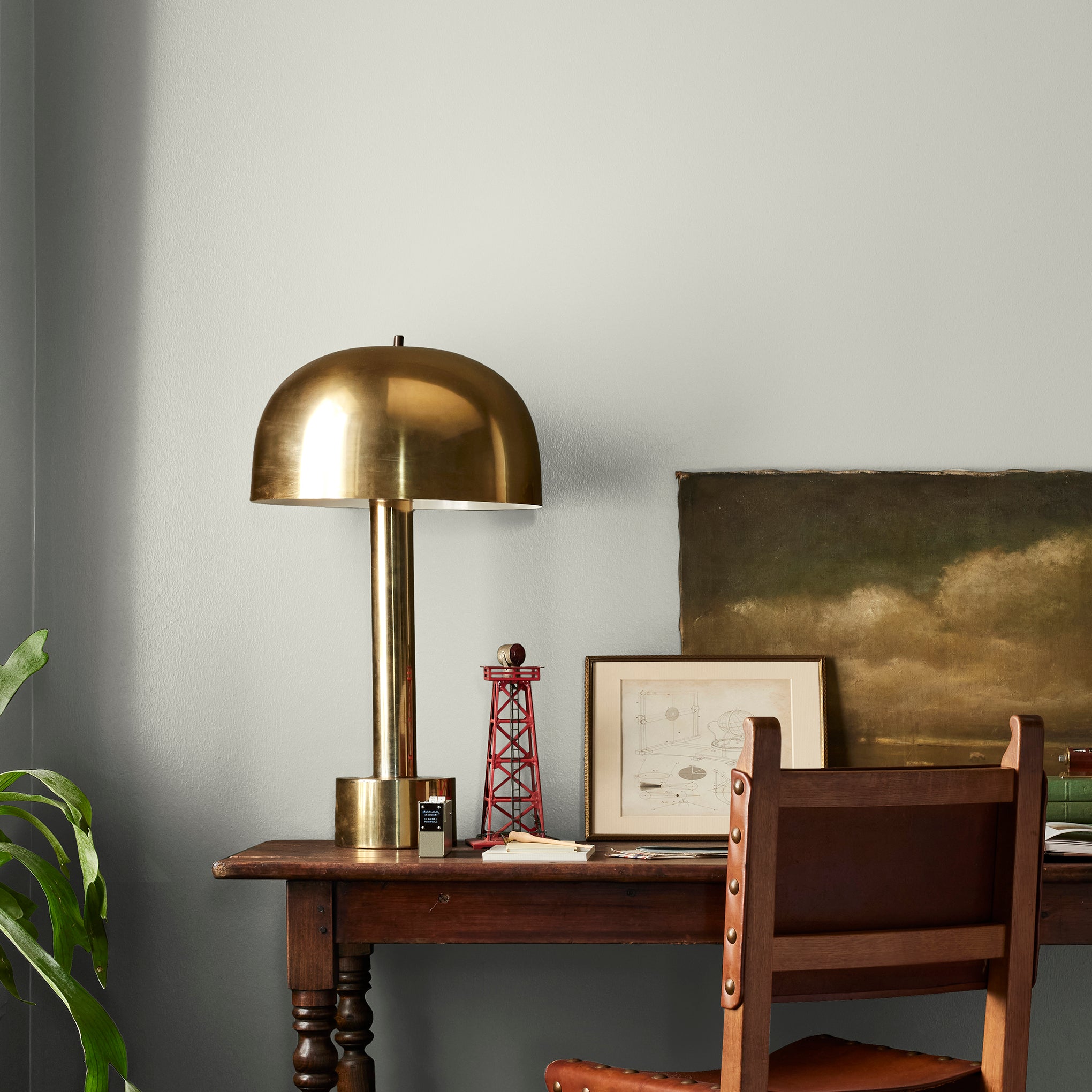 Almost white with cool mint accents interior paint named stoneware pieces shown painted on bedroom wall