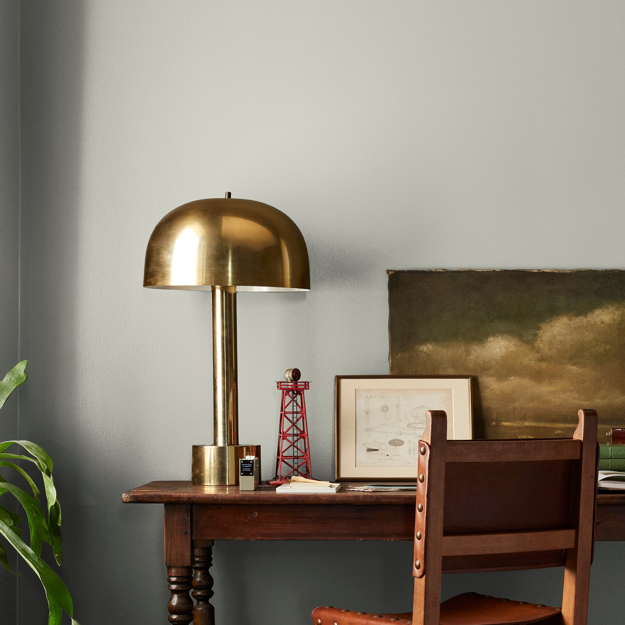 Creamy mint green interior paint named clean lines shown painted on bedroom wall