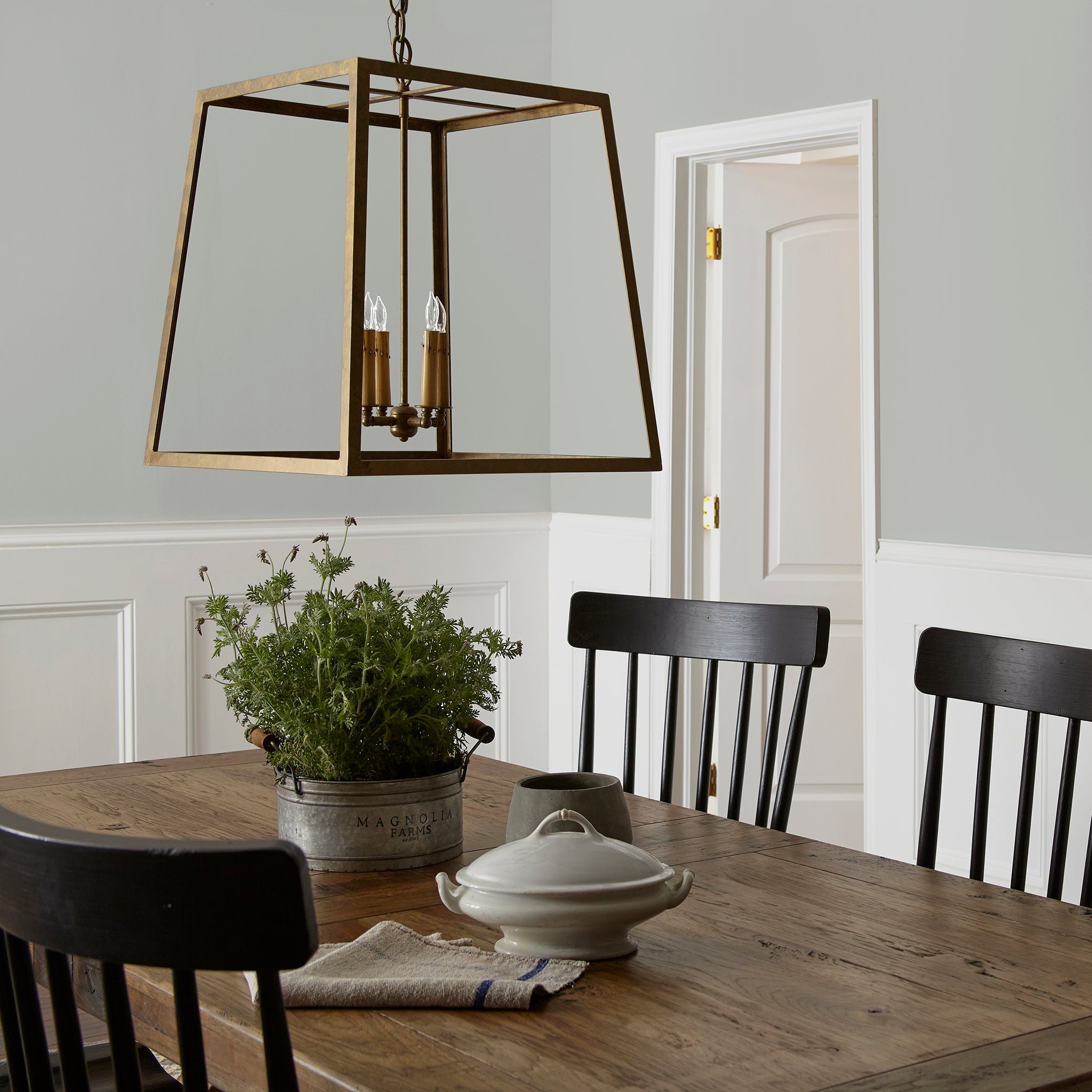 cool medium grey paint named day to day shown painted on dining room wall