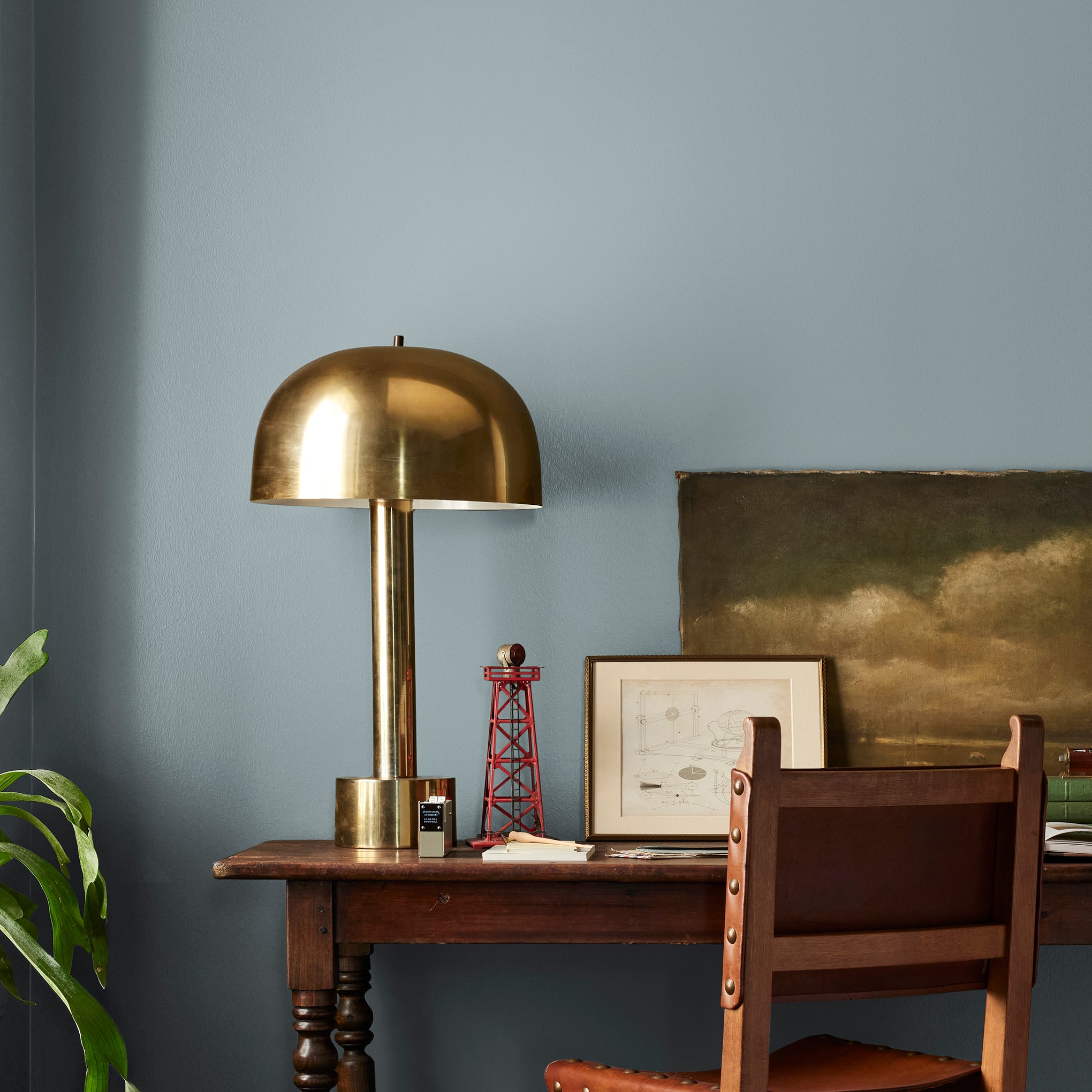 medium grey-blue paint named display shown painted on bedroom wall