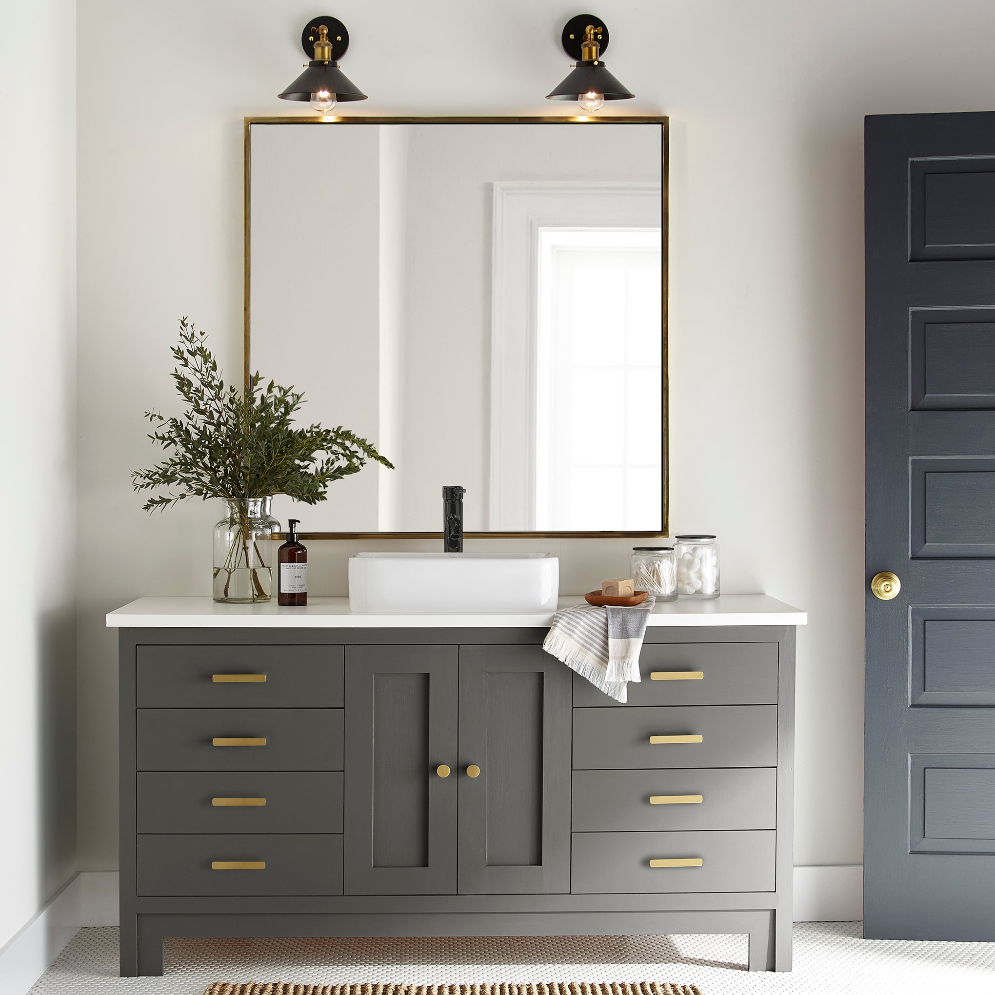 Deep brown with hazel and cocoa notes door and cabinet paint named repurpose shown painted on bathroom cabinet