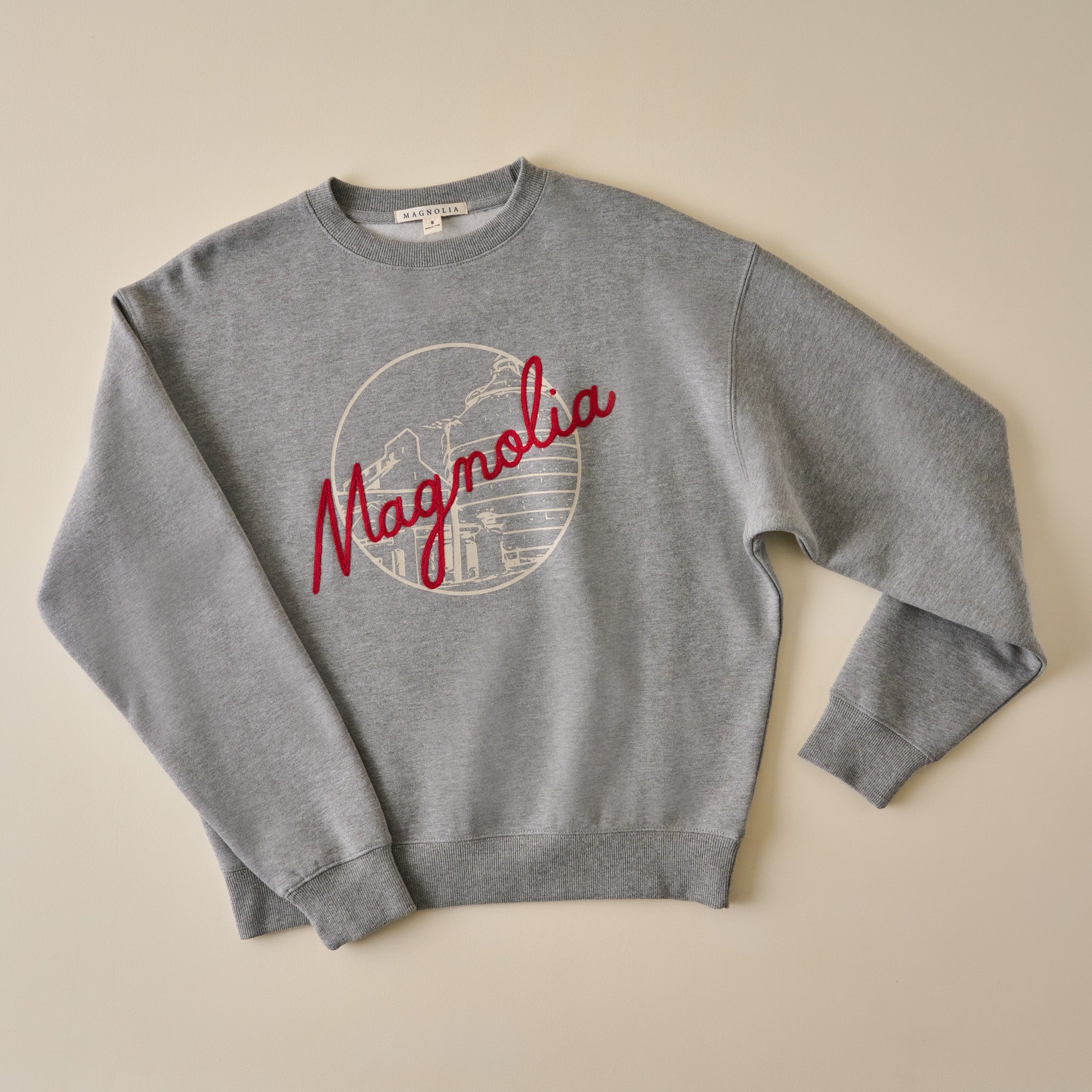 Magnoliass Chainstitch Heather Grey Sweatshirt