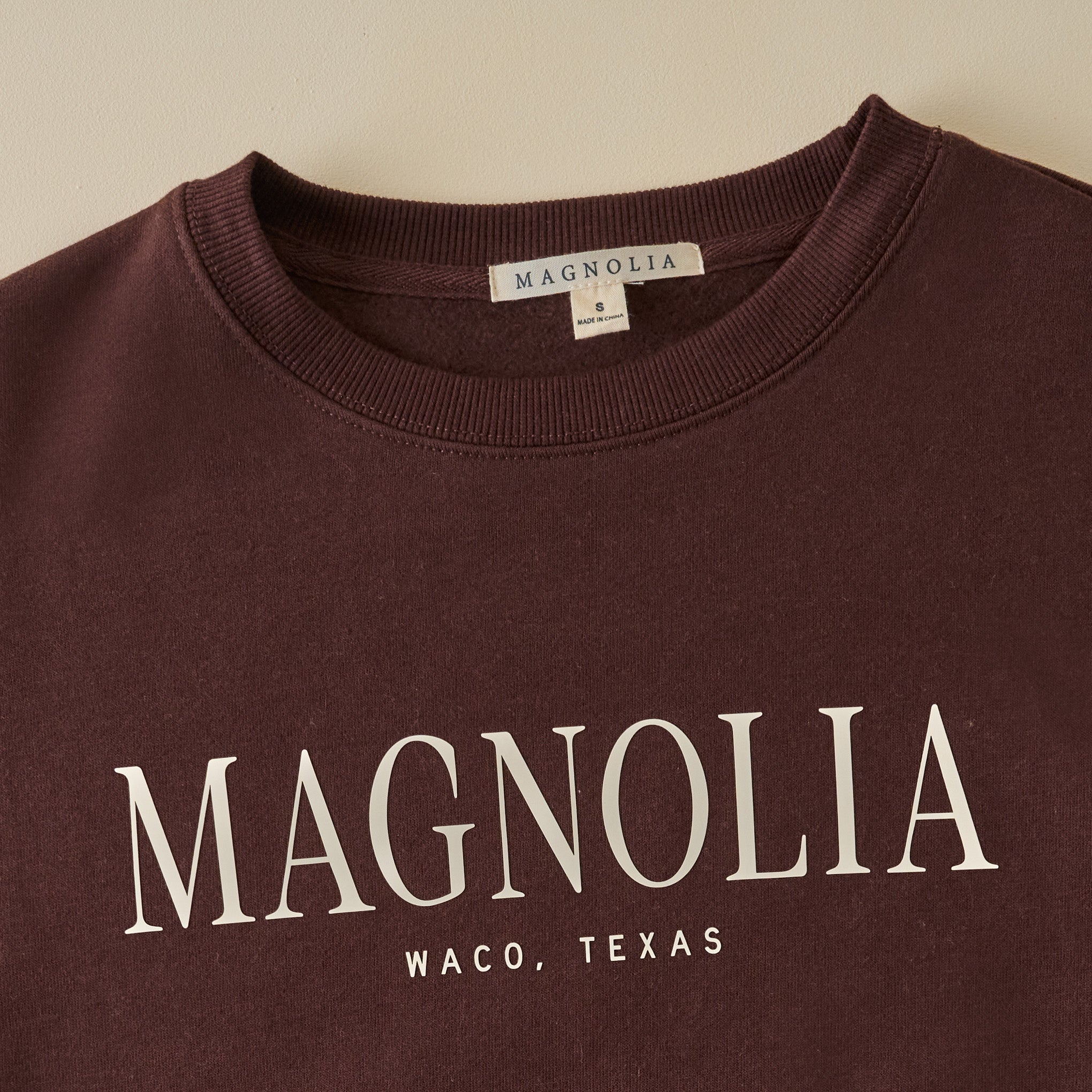 Magnoliass Chocolate Soft Fleece Sweatshirt up close