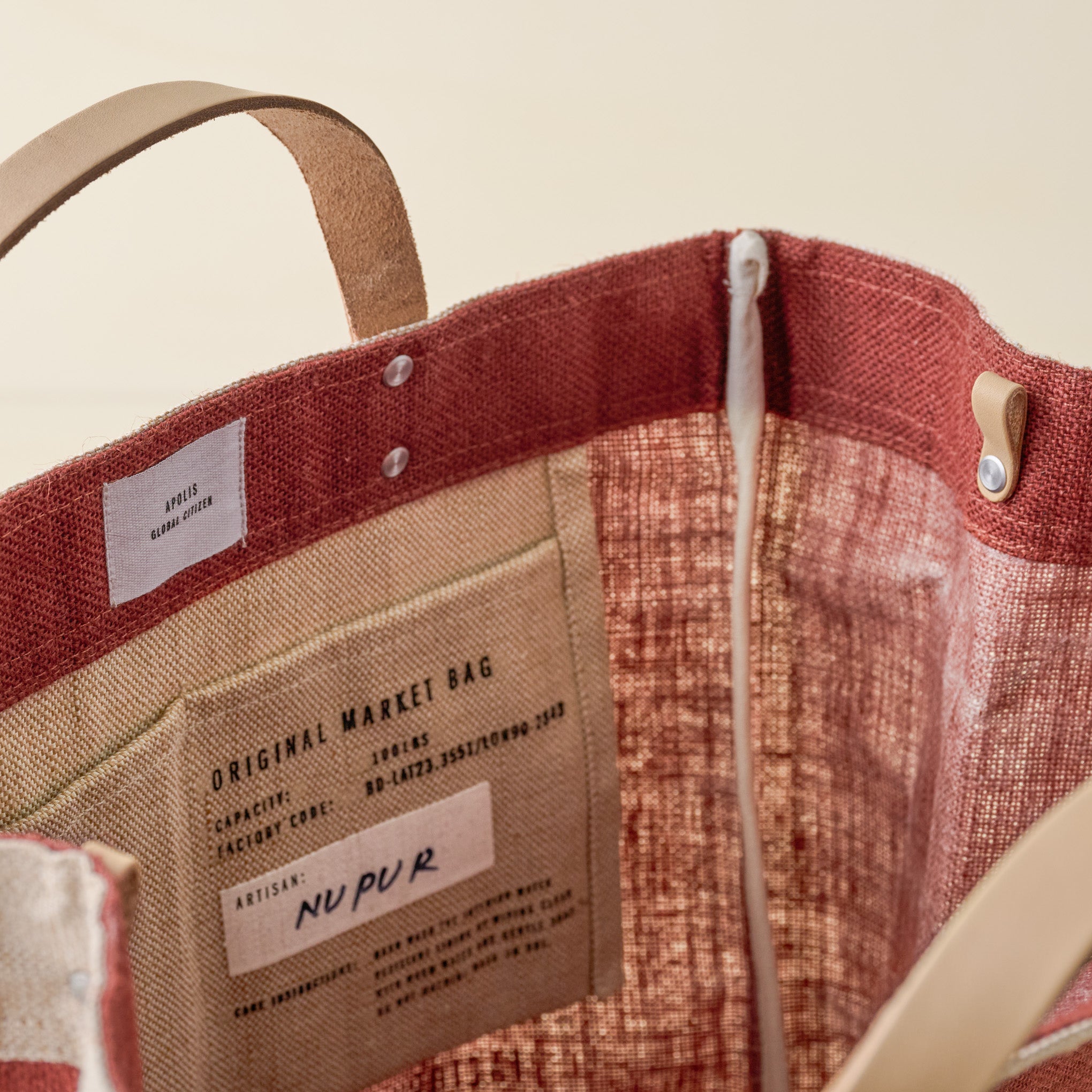 Magnoliass Cranberry Market Tote interior