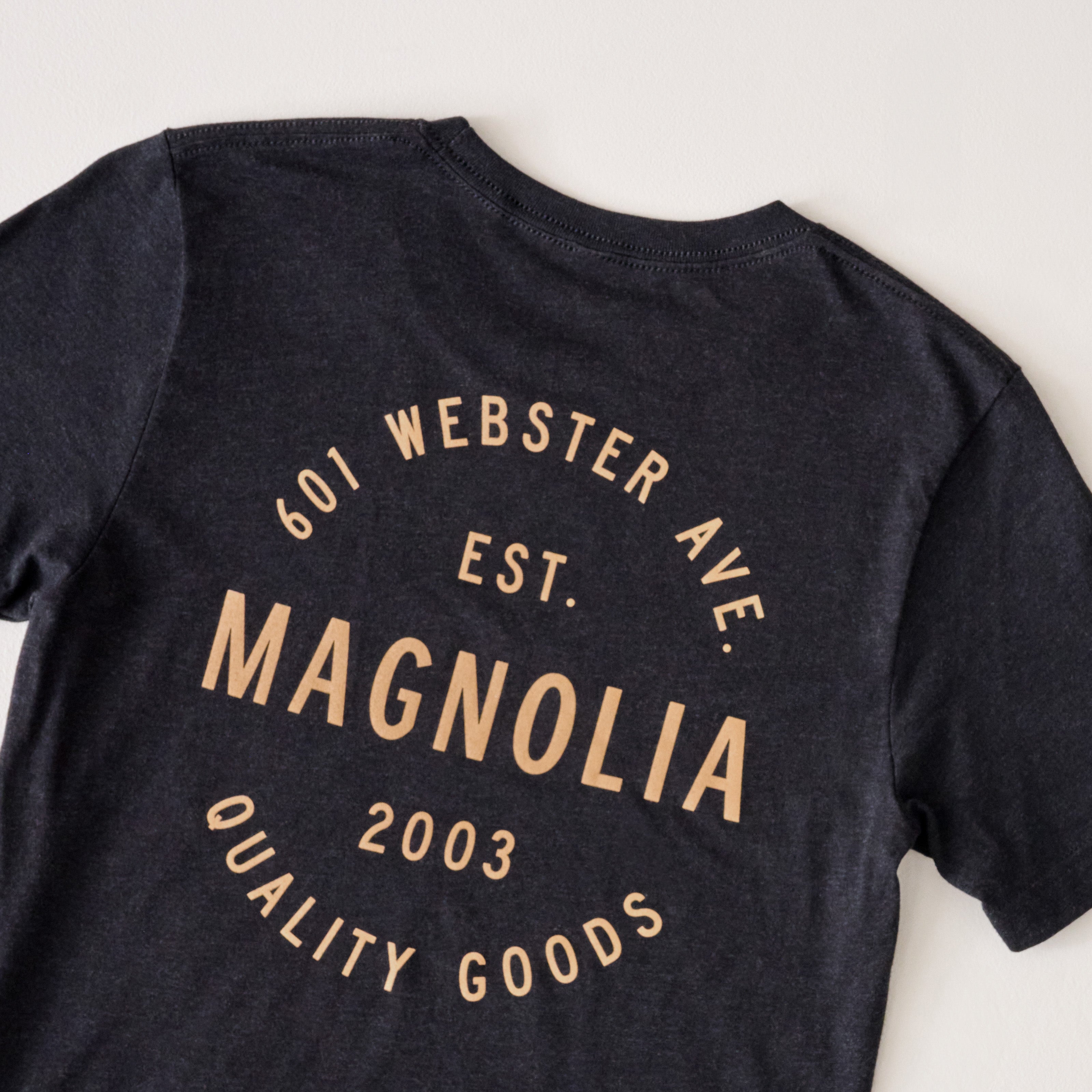 Magnoliass Crest Charcoal Shirt back graphic