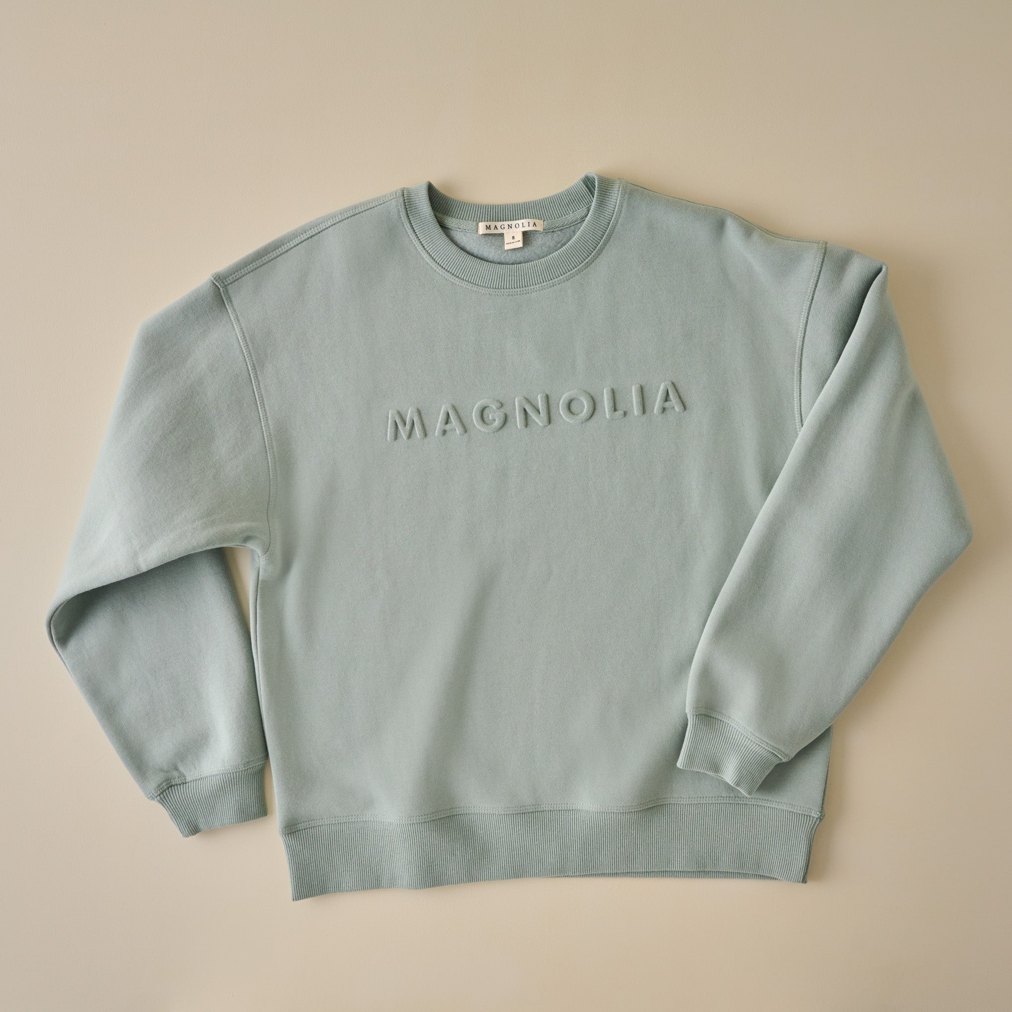 Magnoliass Embossed Green Brushed Fleece Sweatshirt