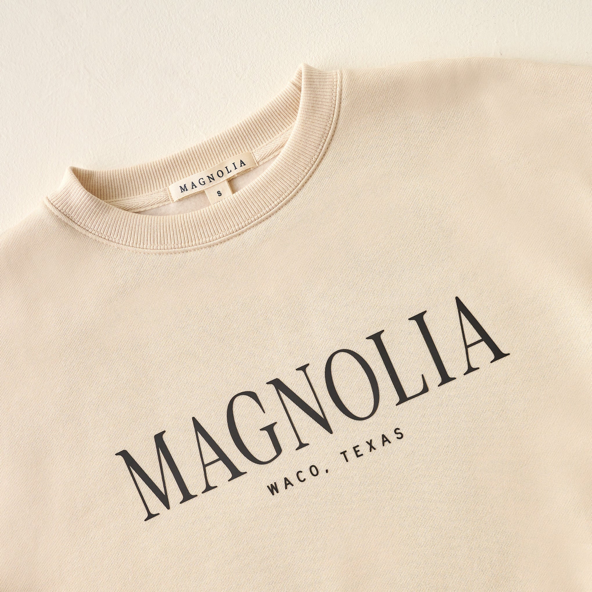 Magnoliass Ivory Soft Fleece Sweatshirt close up