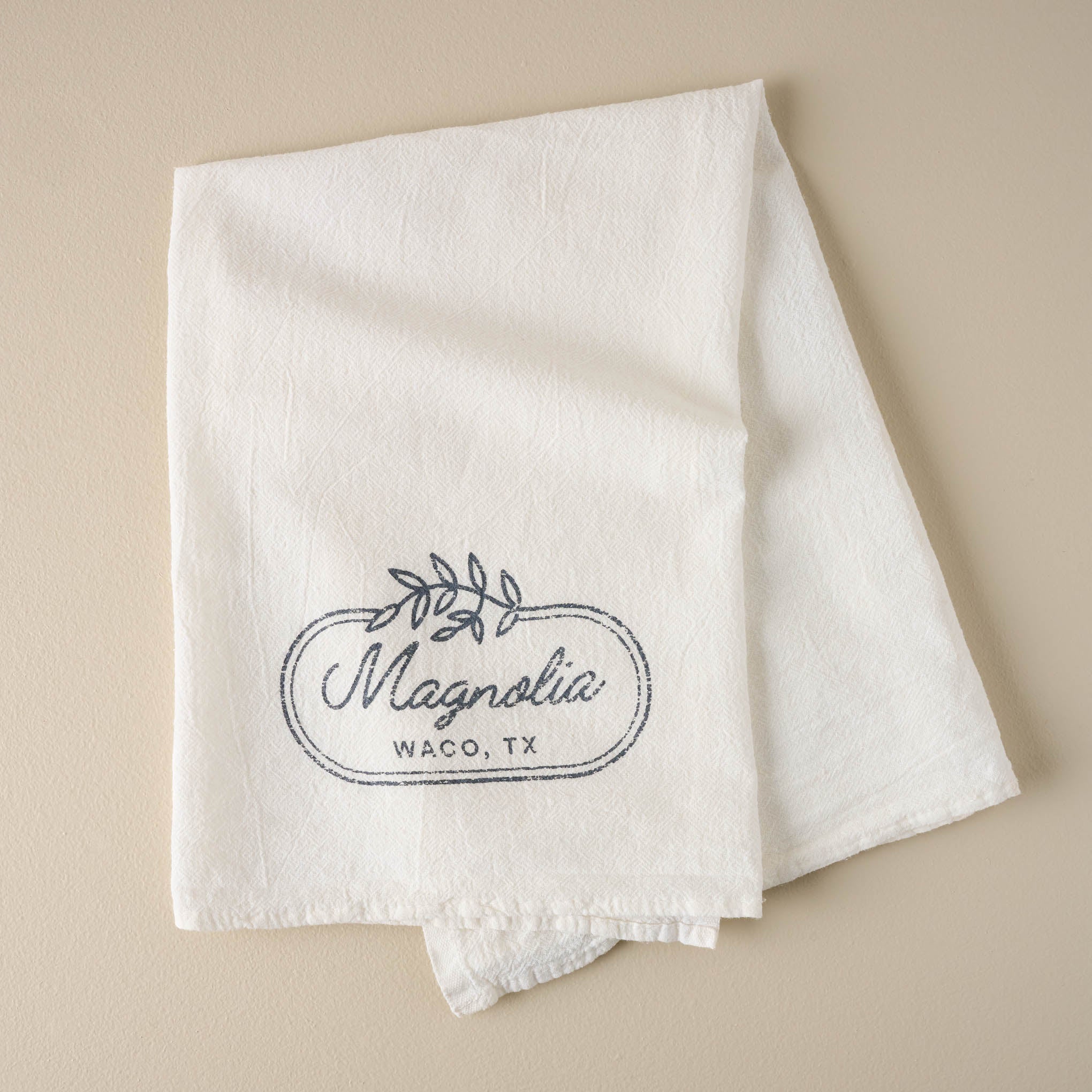 Magnoliass Laurel Leaf Border Tea Towel
