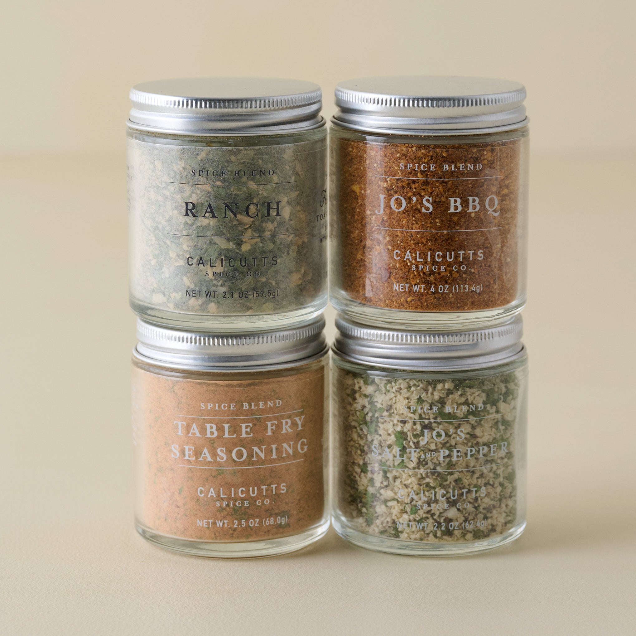 Magnoliass Essential Spice Set included ranch, table fry seasoning, jo's salt and pepper and jo's bbq