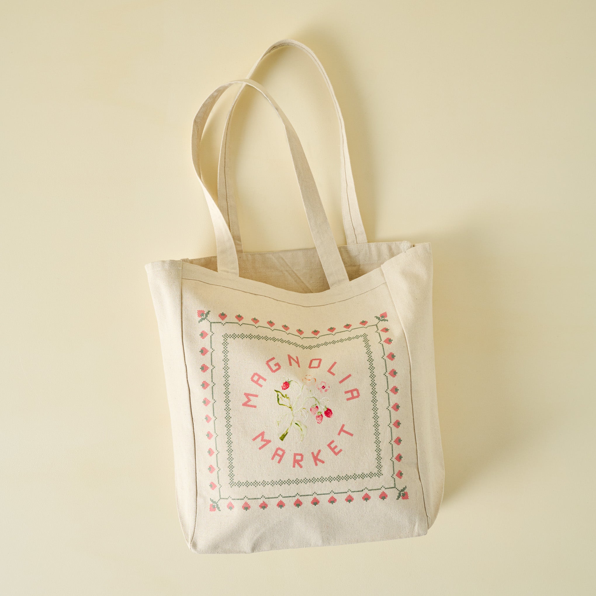 Magnoliass Pink Strawberries Canvas Tote