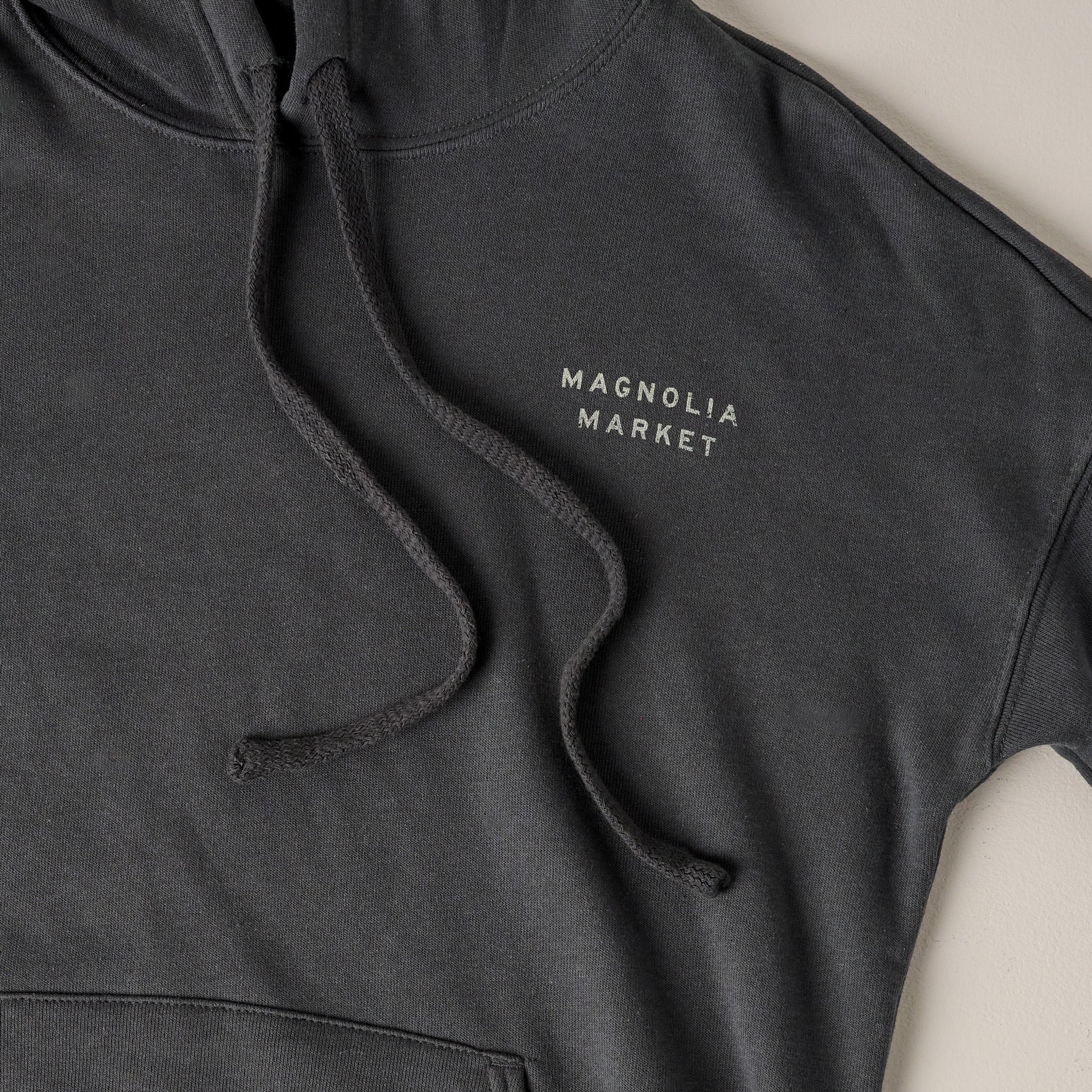 Magnoliass Provisions Dark Grey Hoodie up close front
