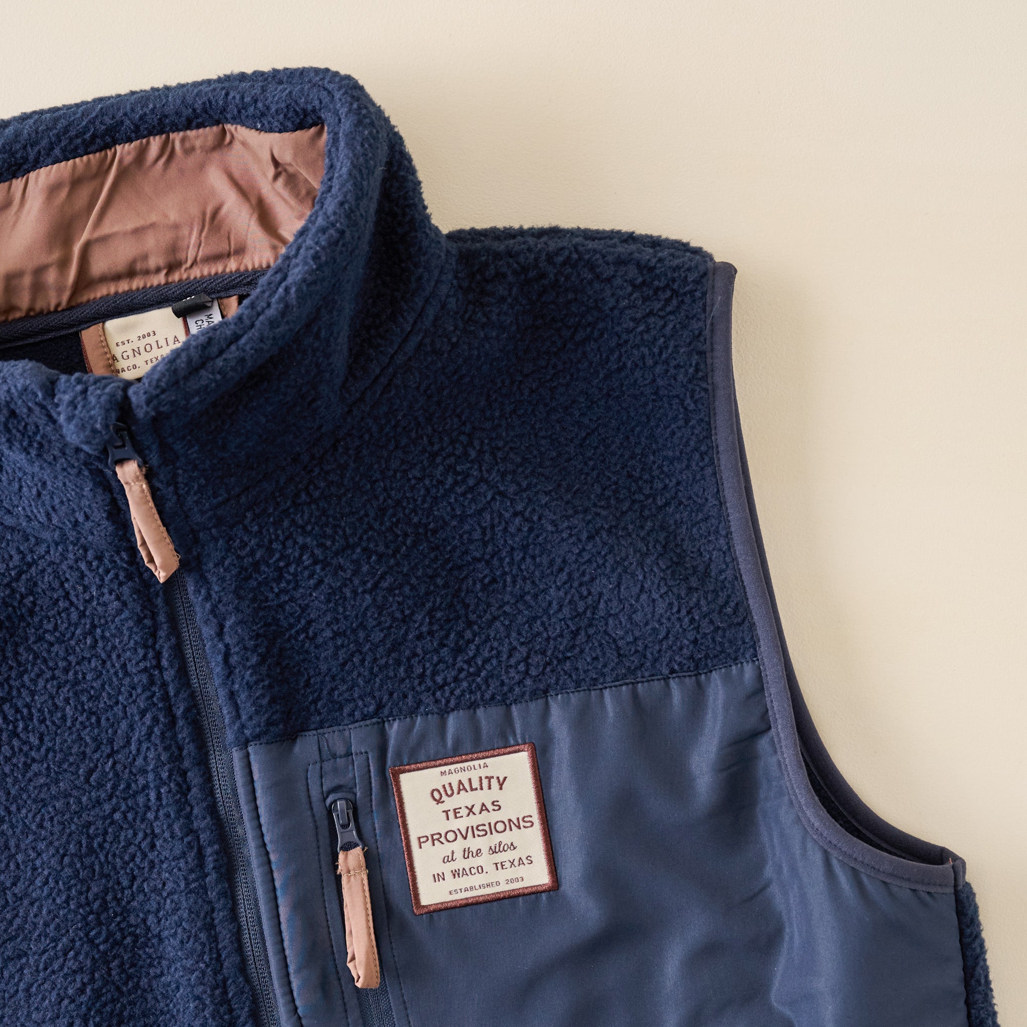 Magnoliass Provisions Navy Fleece Vest close up