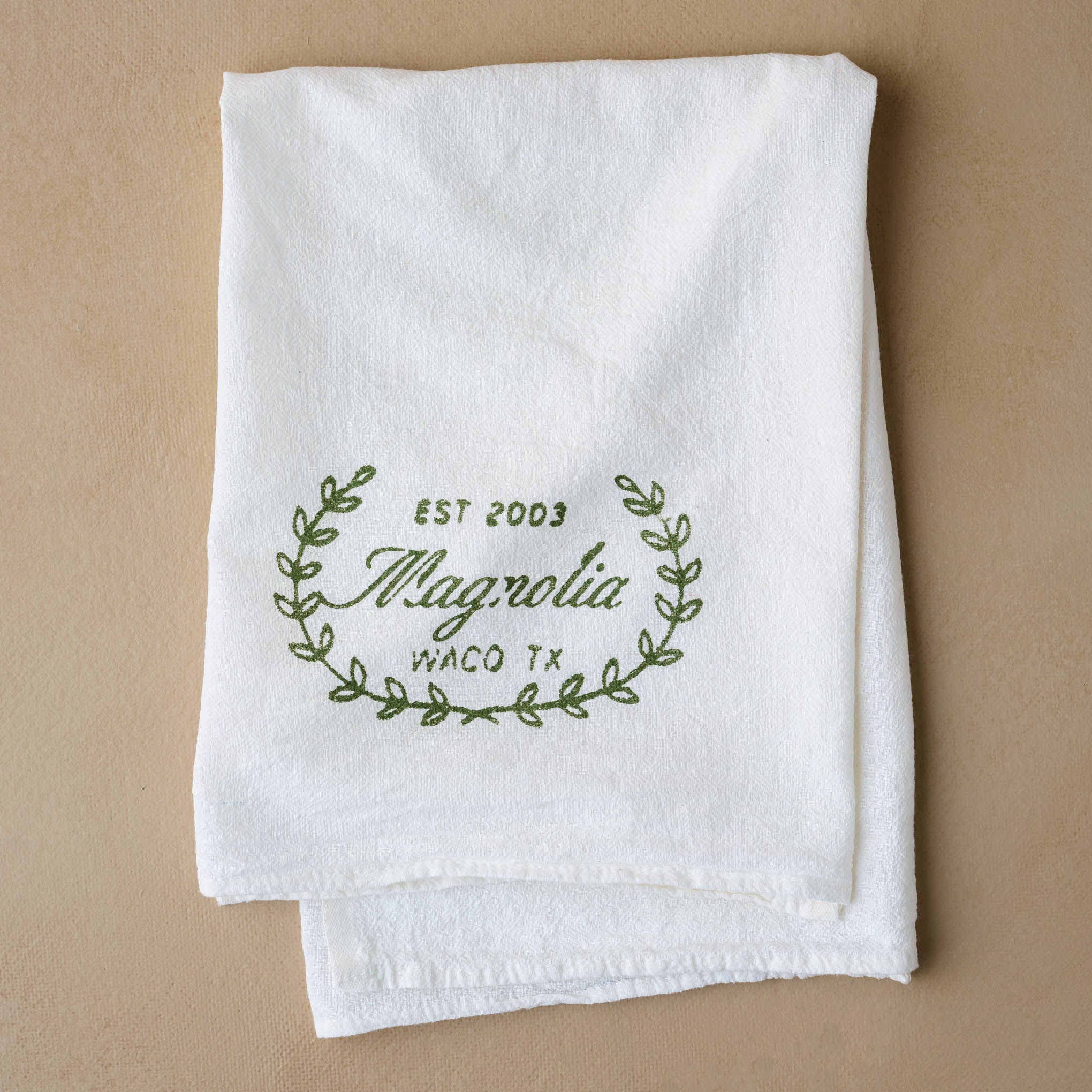 Magnoliass Sage Laurel Wreath Tea Towel