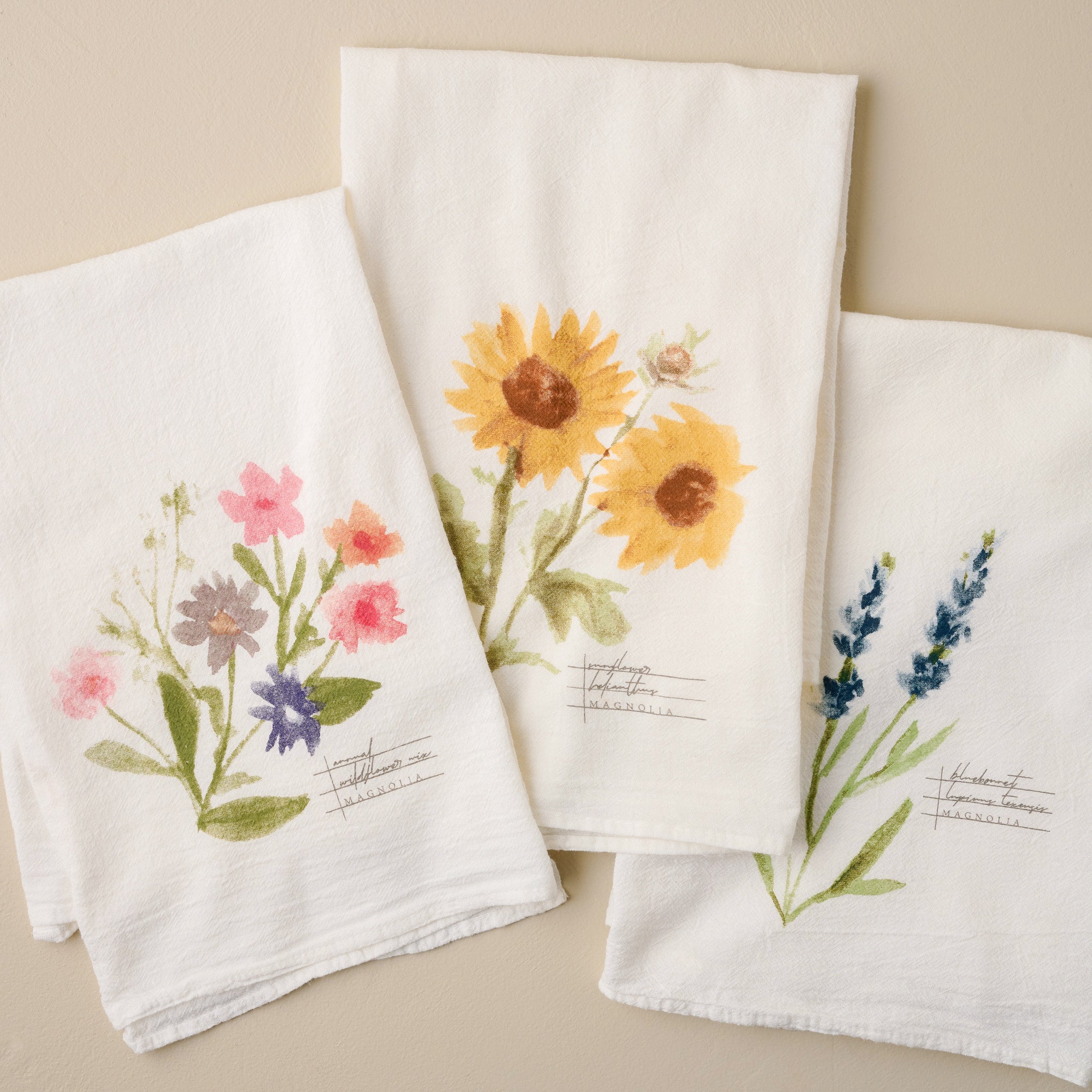 Magnoliass Wildflower Mix Tea Towel with others in the set