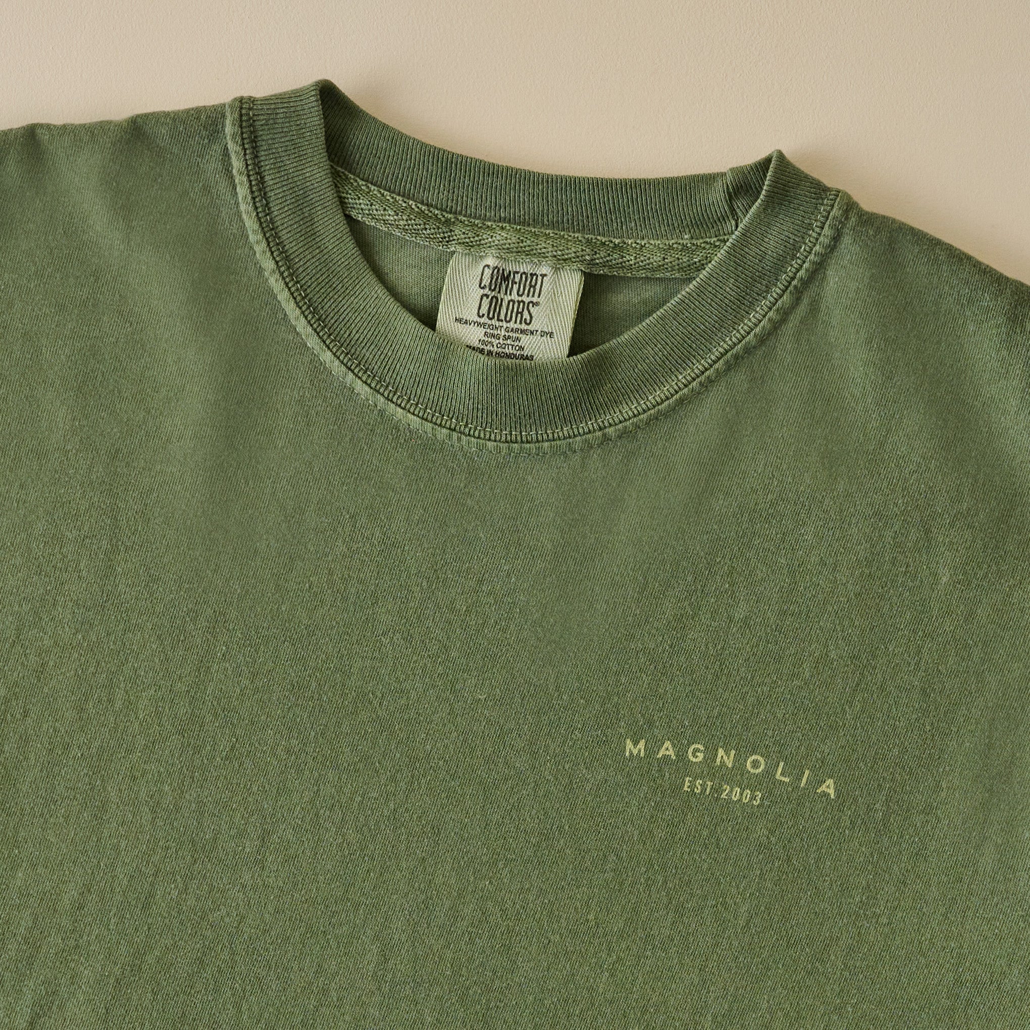 Magnoliass Silos Crest Green Shirt graphic up close