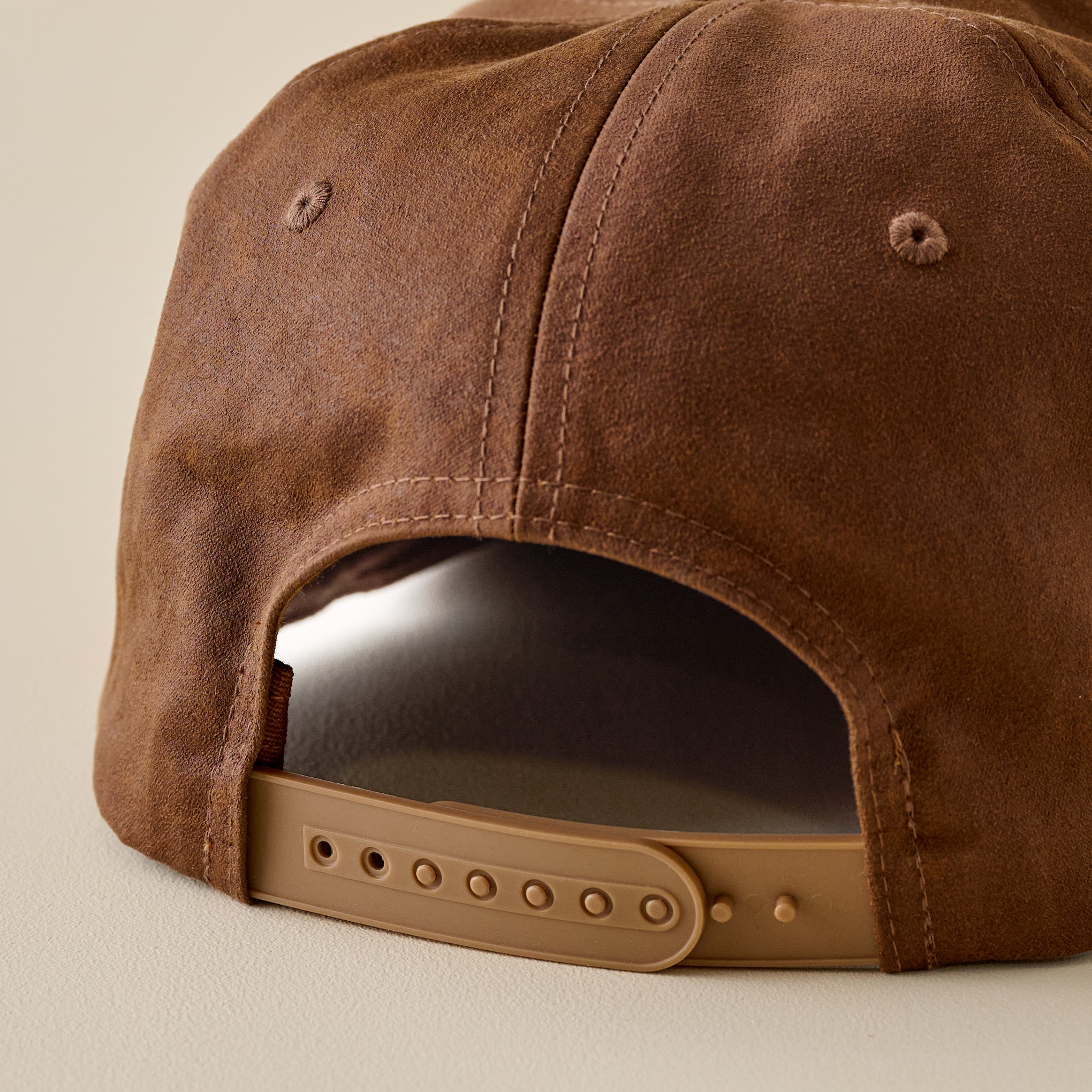 Magnoliass Waxed Canvas Patch 5-Panel Hat snapback closure up close