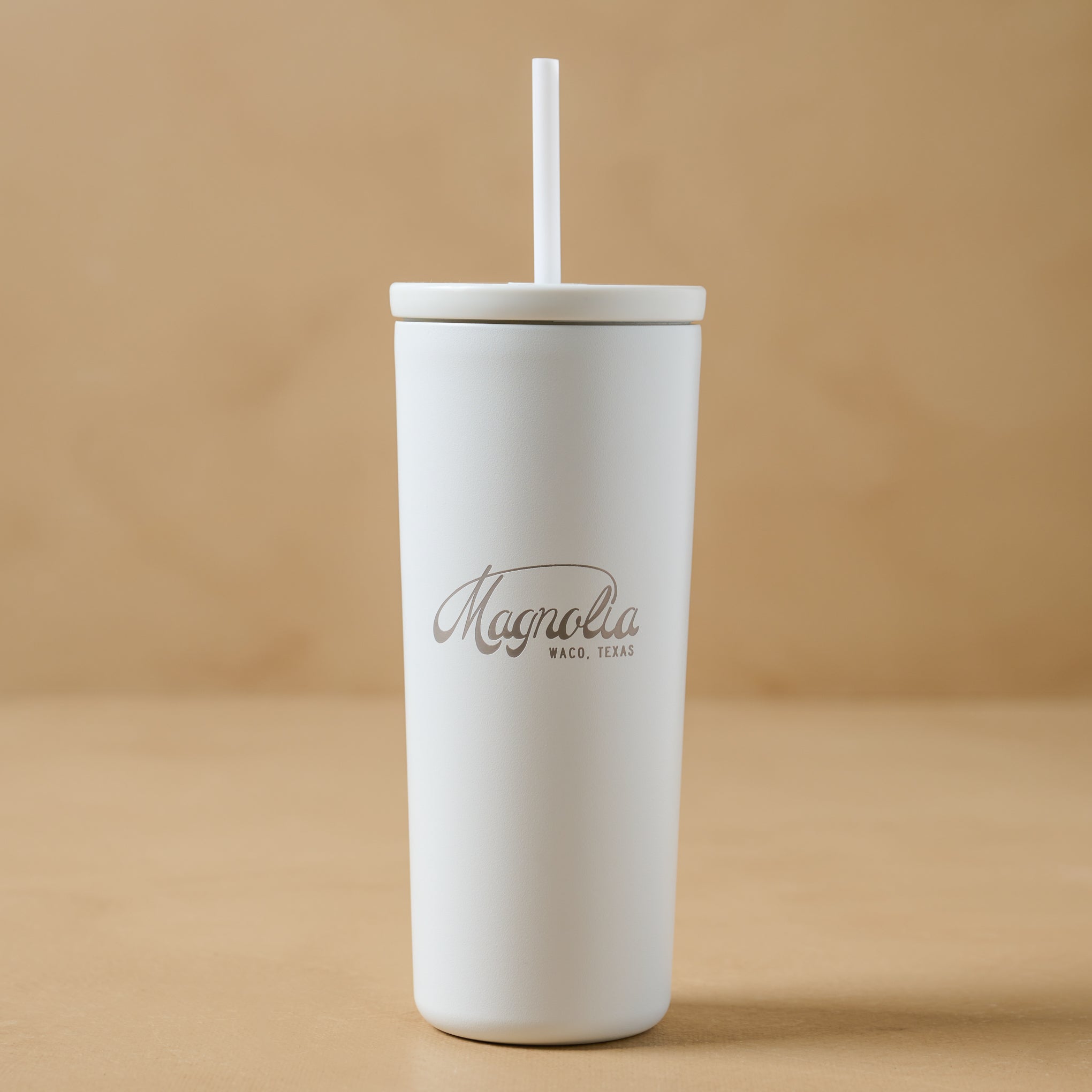Magnoliass White 24oz Cold Tumbler with Straw