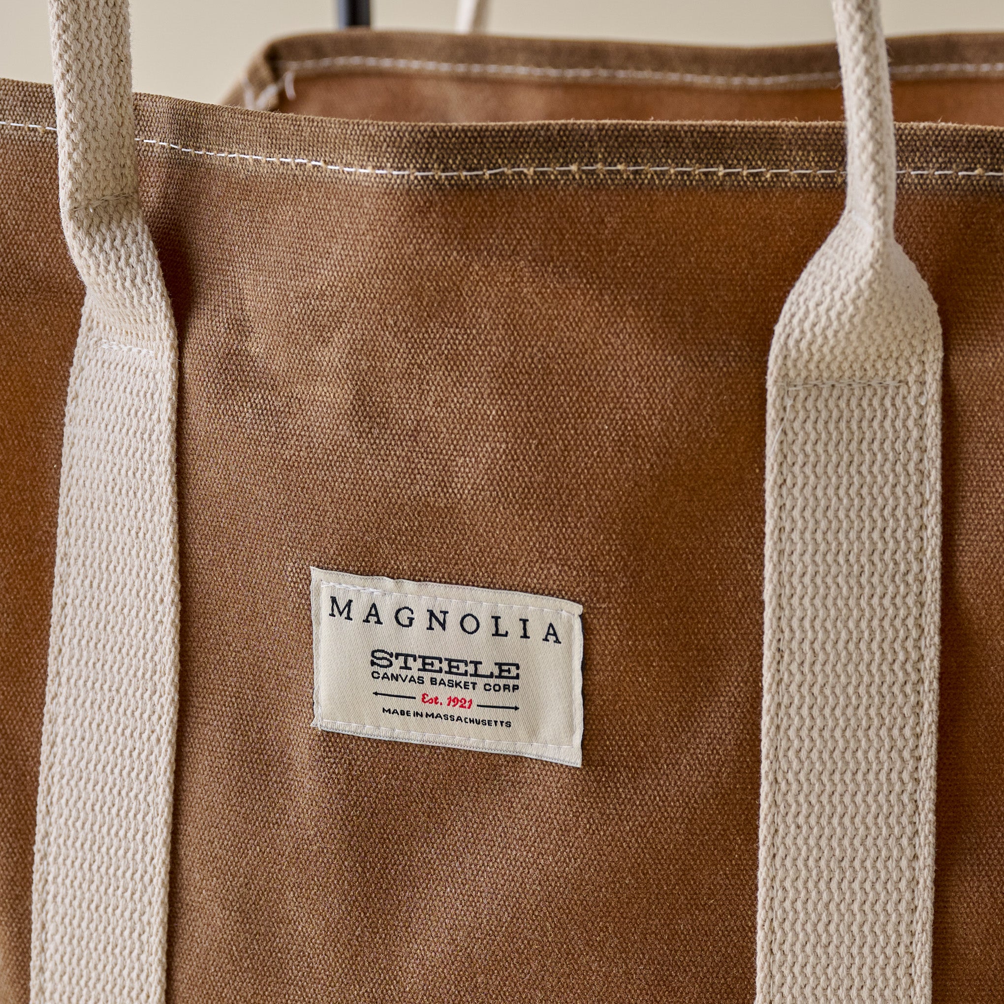 Magnoliass Waxed Canvas Log Holder + Frame up close