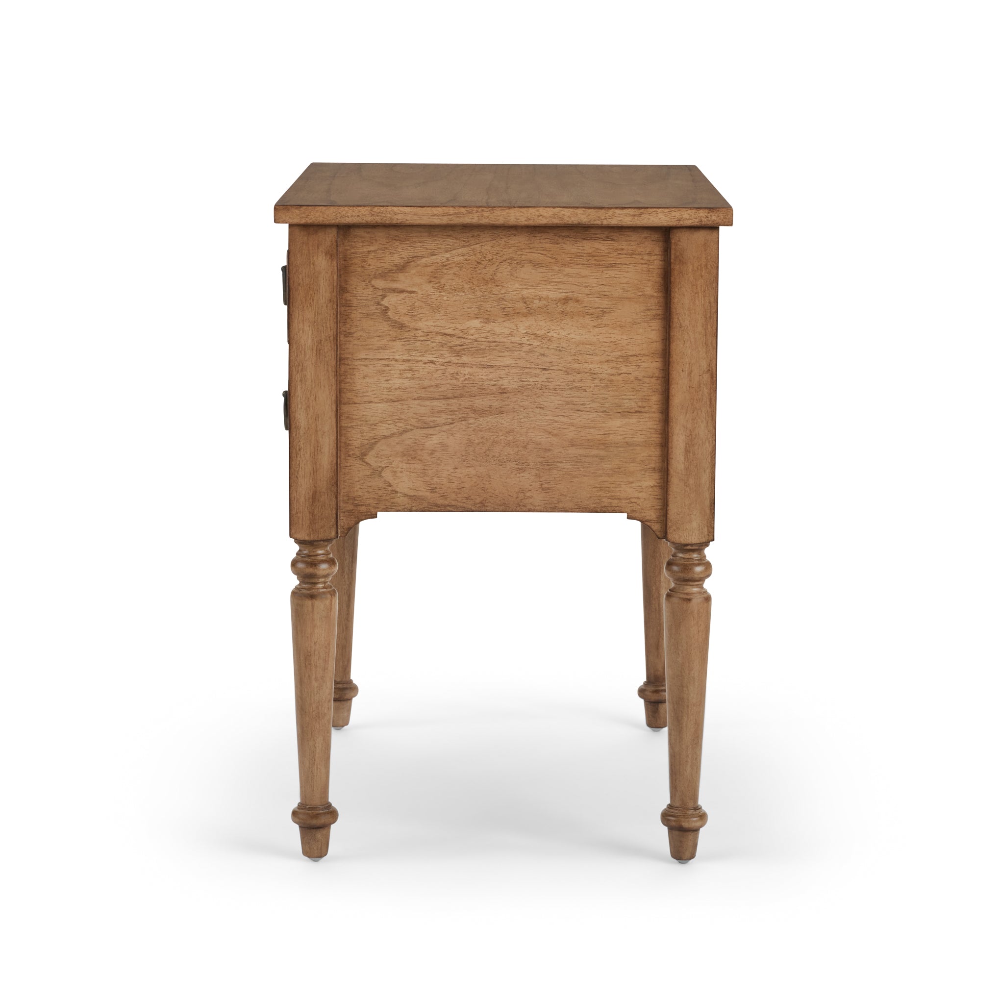Corinne nightstand in vintage brown mahogany side view