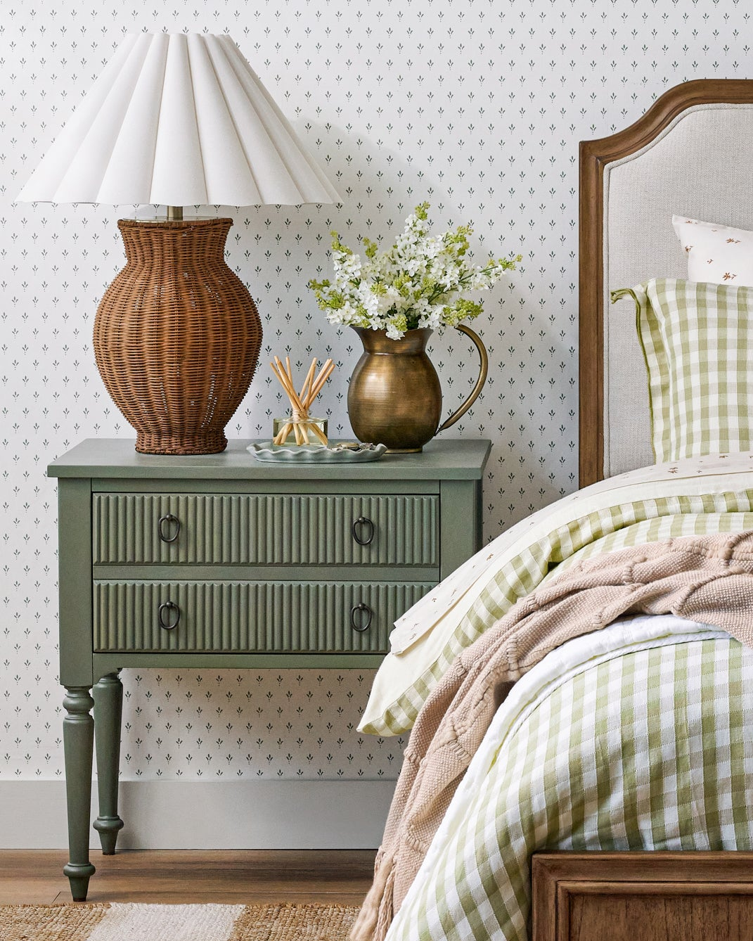 green corinne reeded nightstand