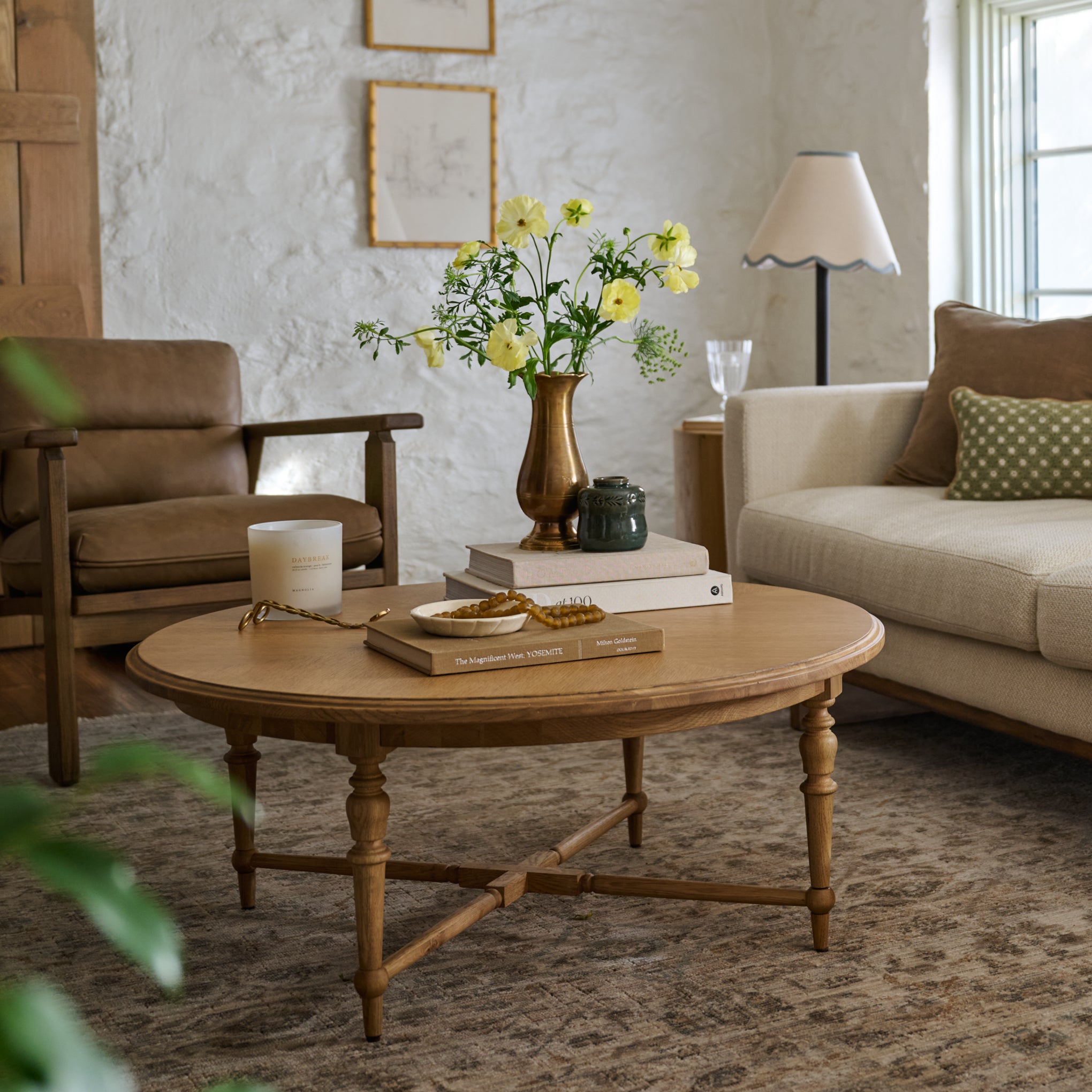 Spencer Turned Leg Coffee Table in a room
