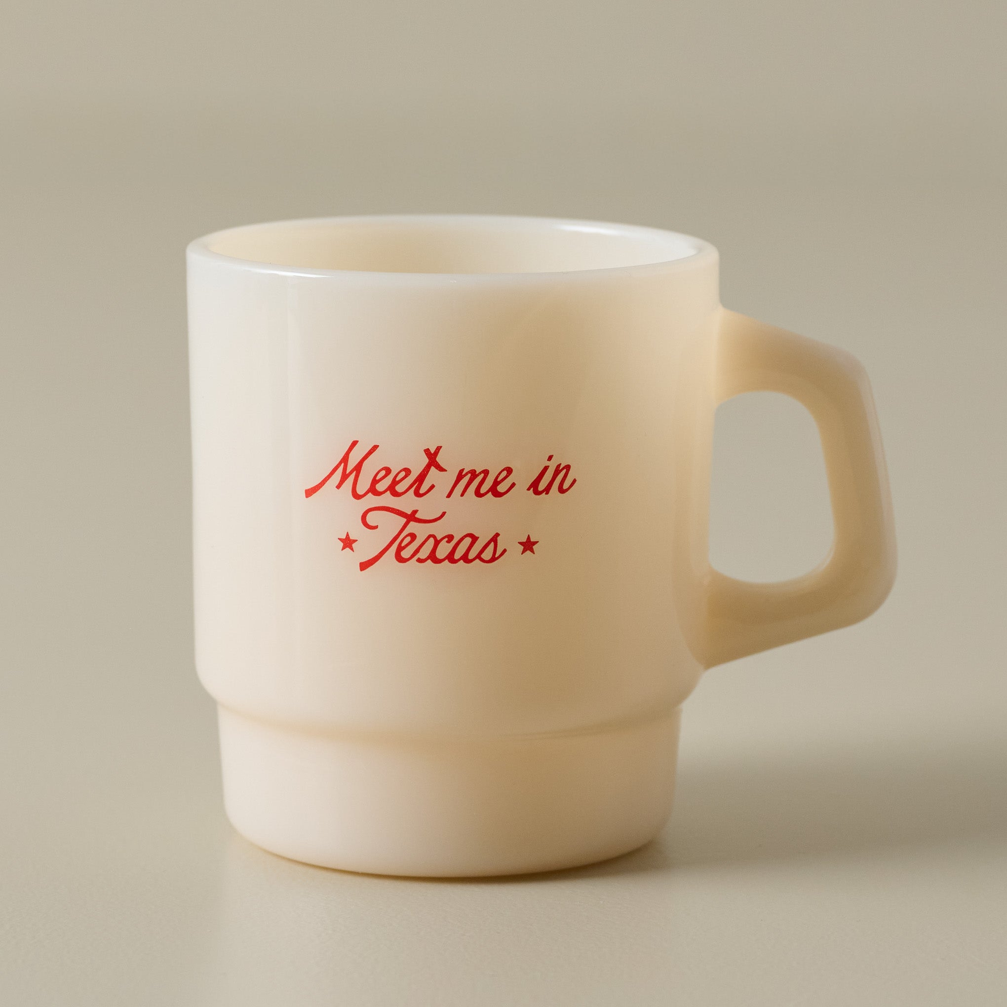 Magnoliass Meet Me in Texas Beige Milk Glass Mug