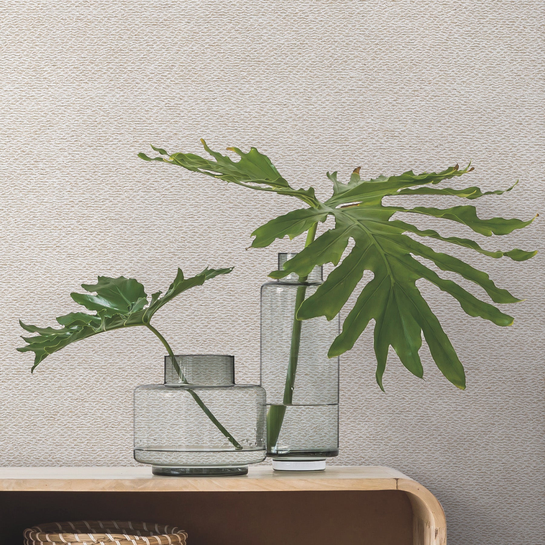 Paper Yarn Wallpaper in white in room