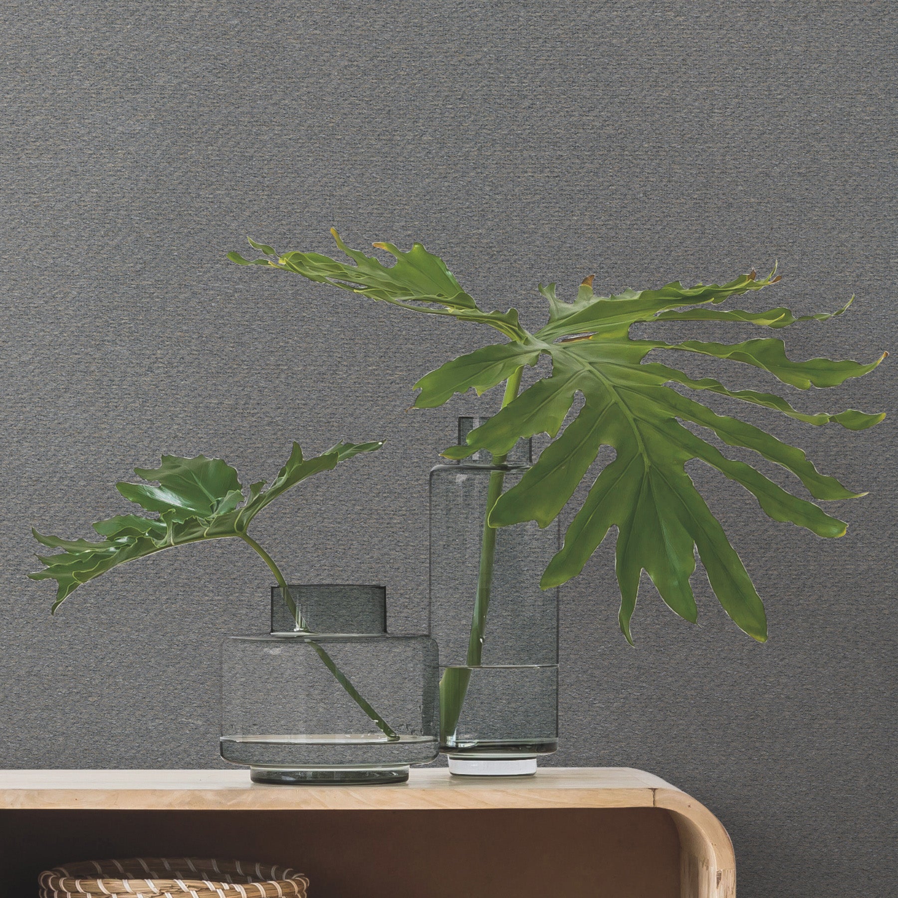 Paper Yarn Wallpaper in charcoal in room