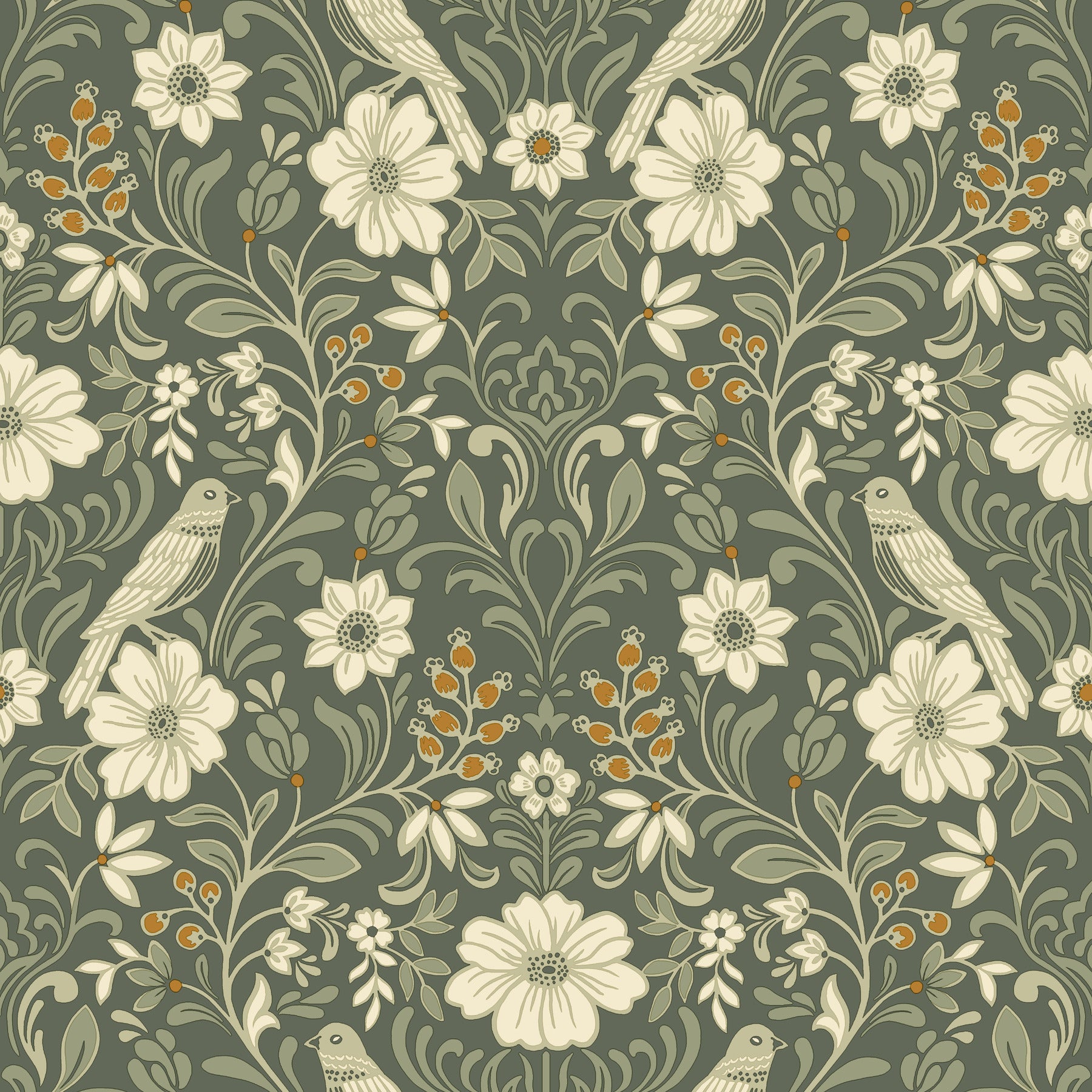 Colette Wallpaper in olive