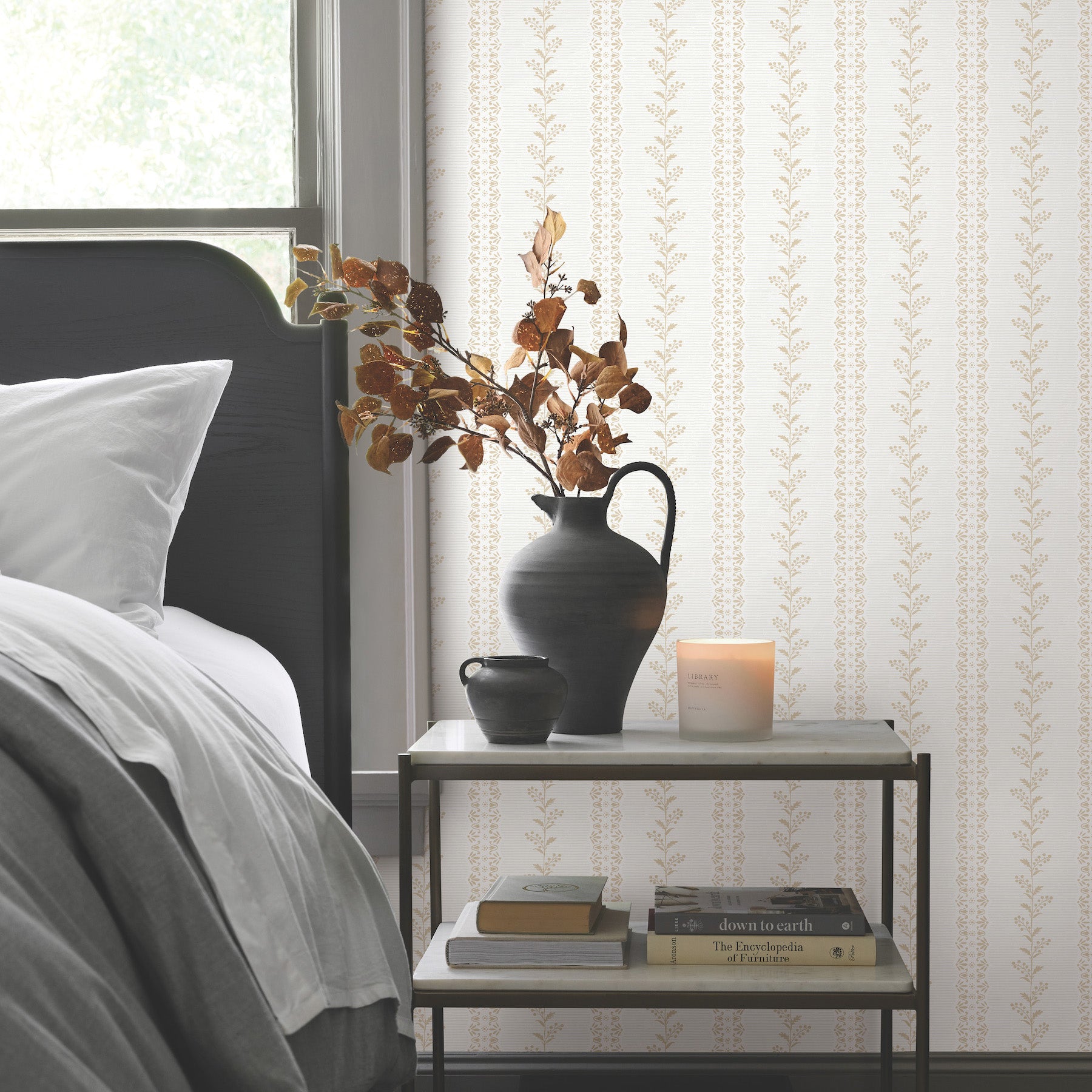 Everleigh Wallpaper in Ochre shown in room