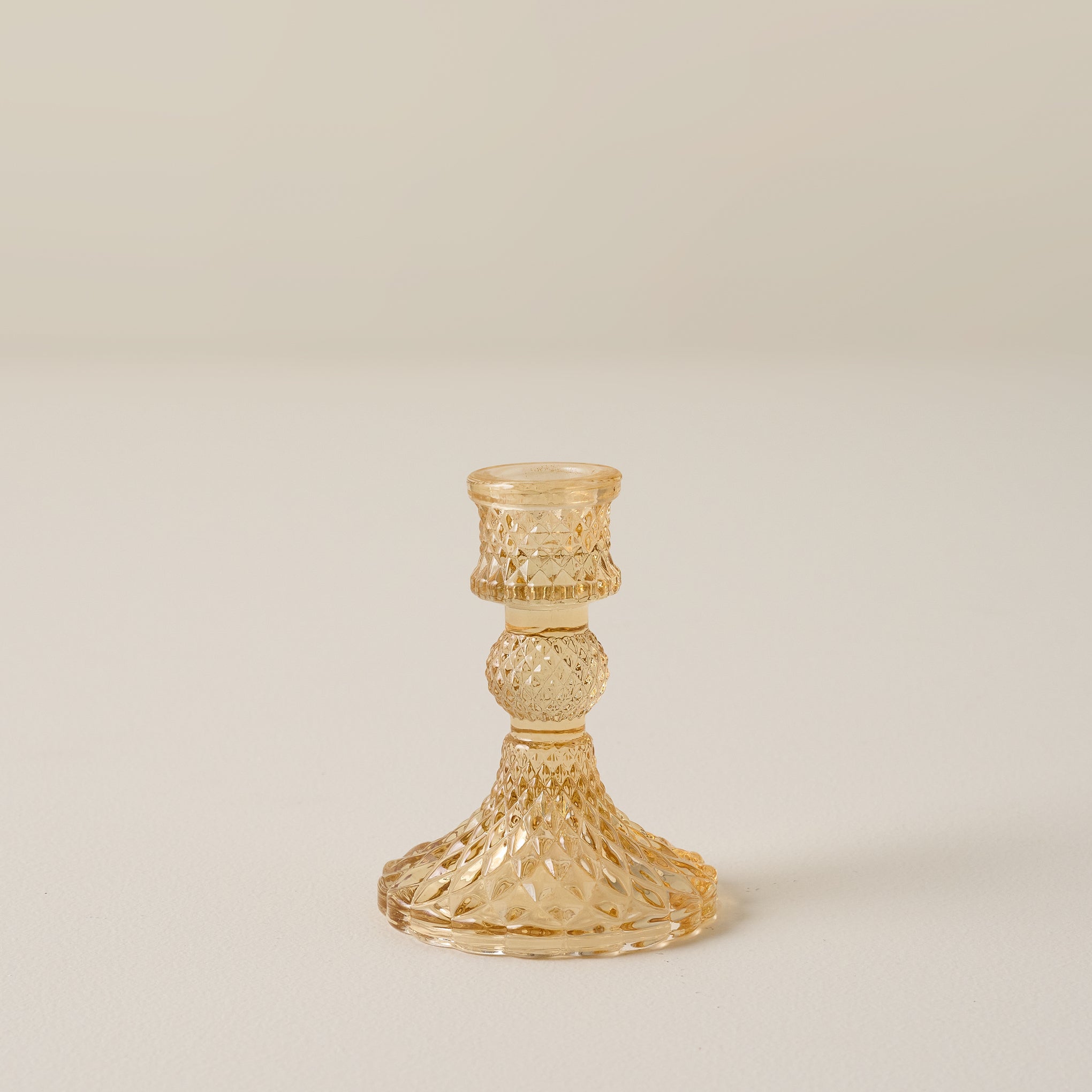 Small Antique Amber Glass Taper Holder