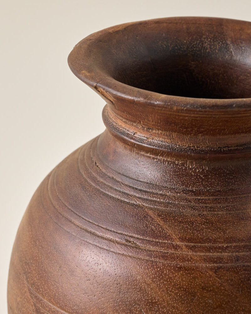 Theo Aged Wood Vase up close