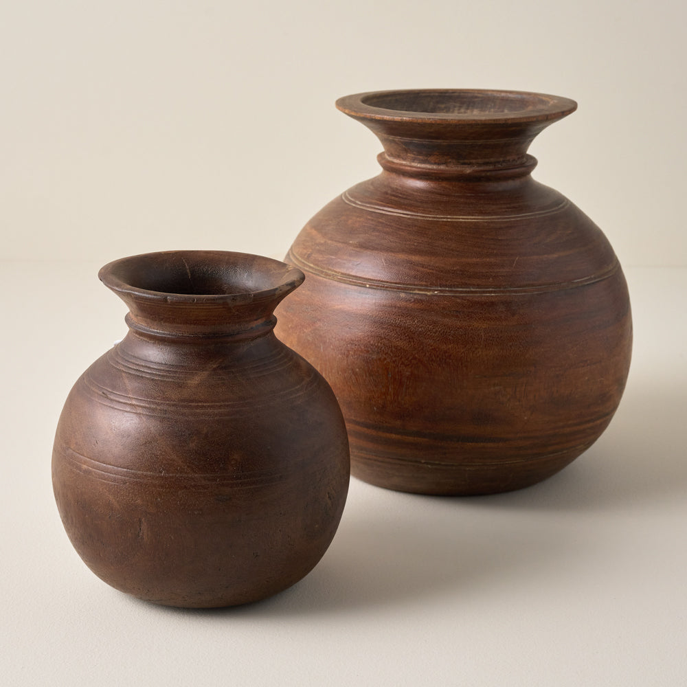 Small and Large Theo Aged Wood Vases